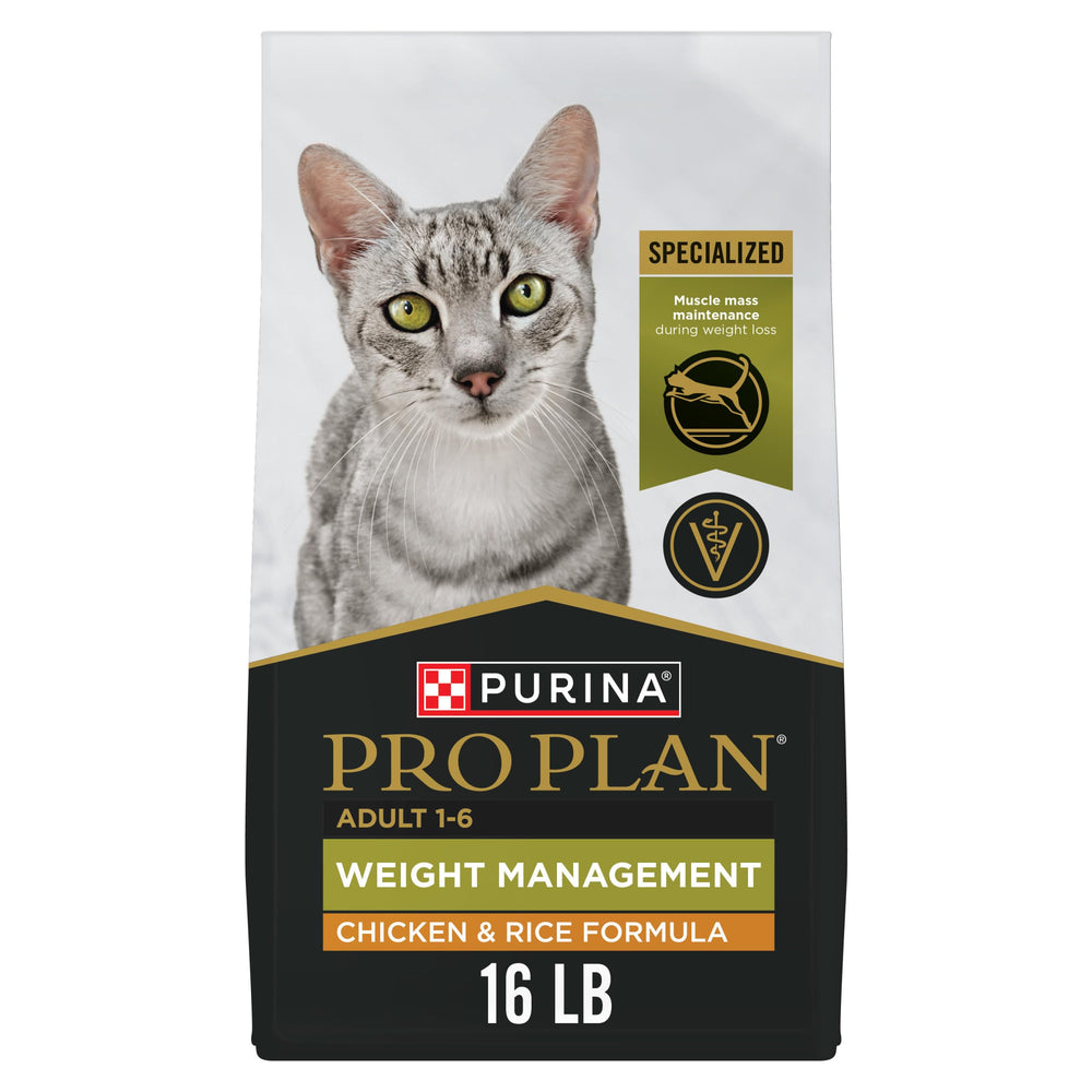 Purina Pro Plan Control de Peso envase: ayuda al control de peso de gatos adultos.