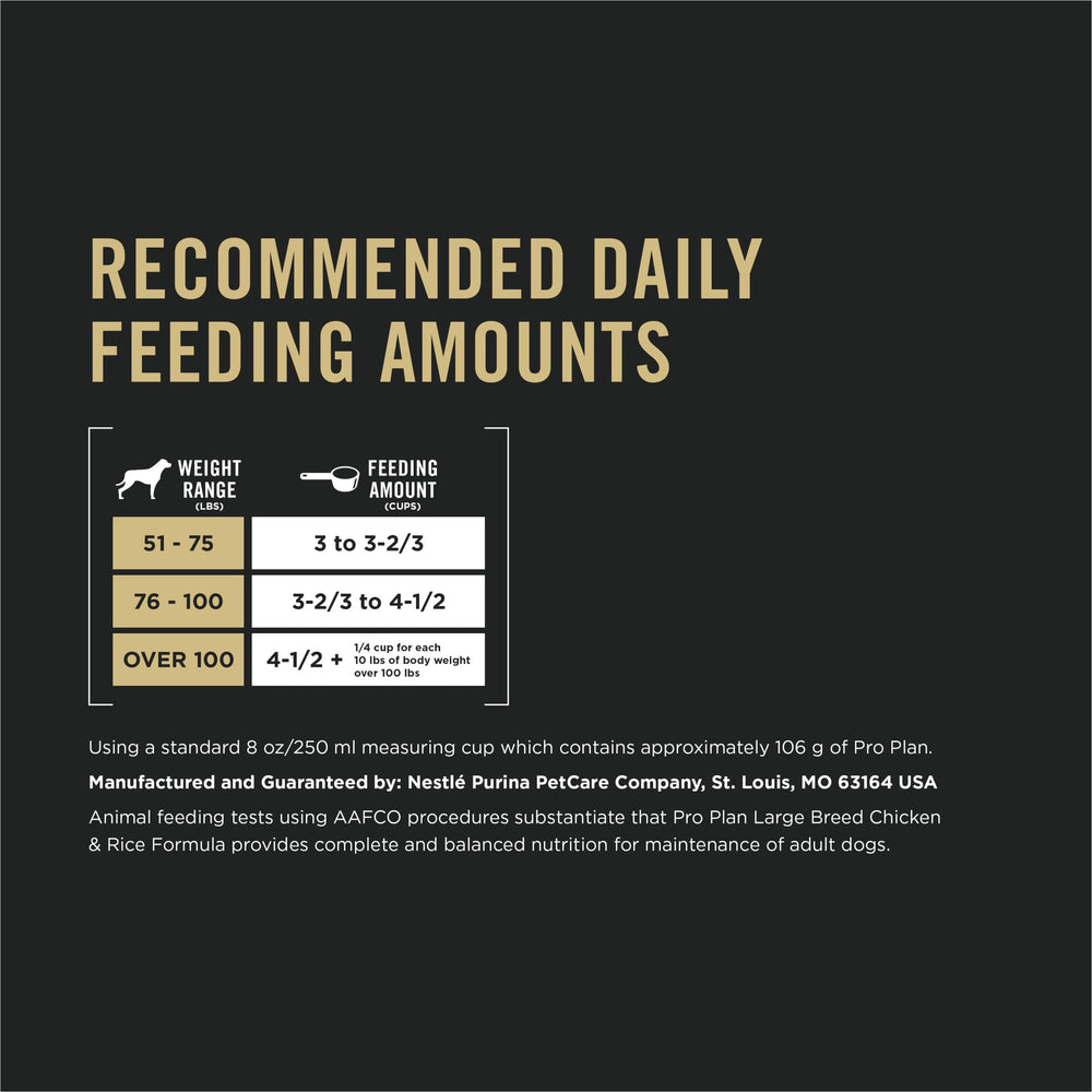 Croquetas crujientes Purina Pro Plan para perros grandes, sabor pollo-arroz.