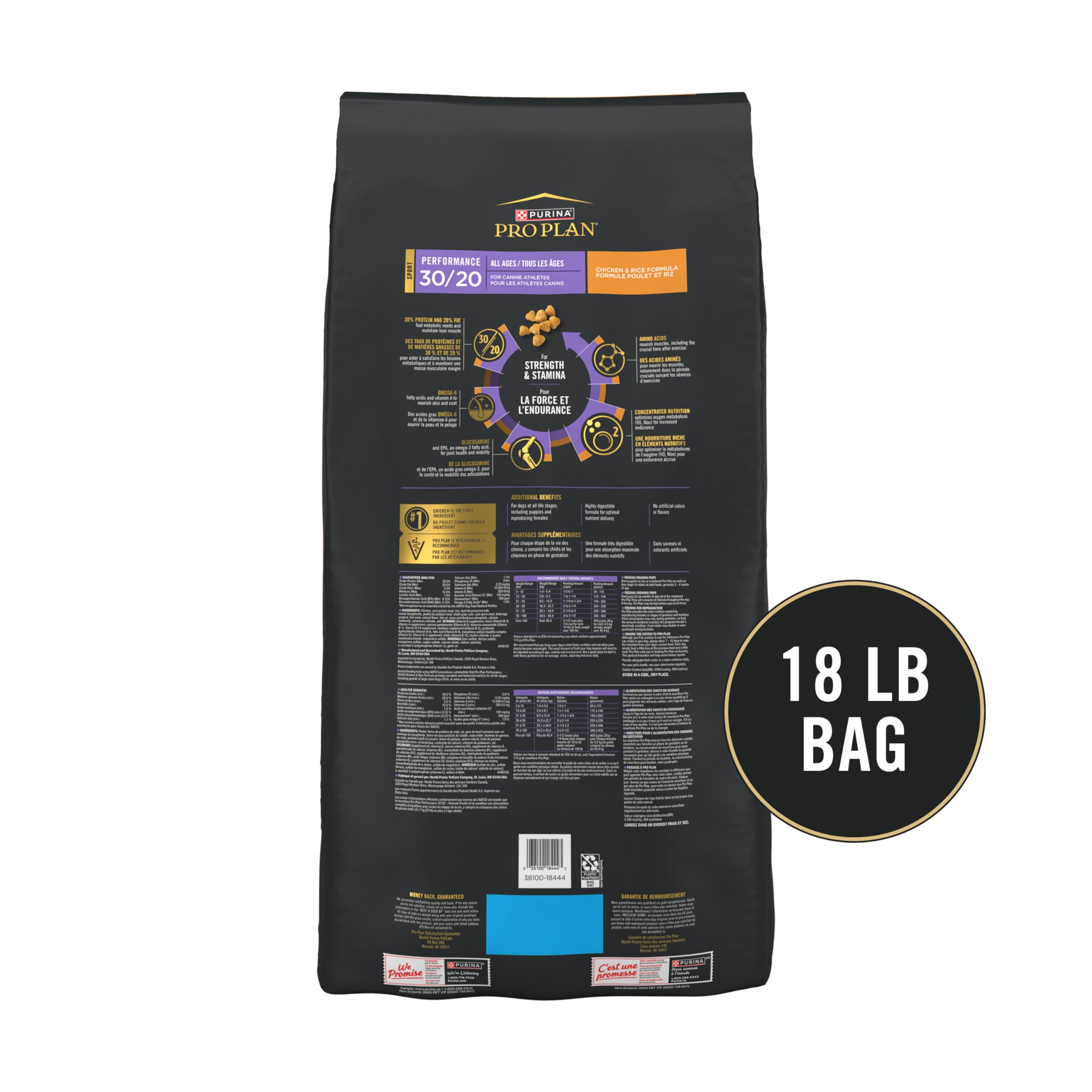 Purina Pro Plan Deporte, ingrediente principal pollo para nutrición equilibrada.