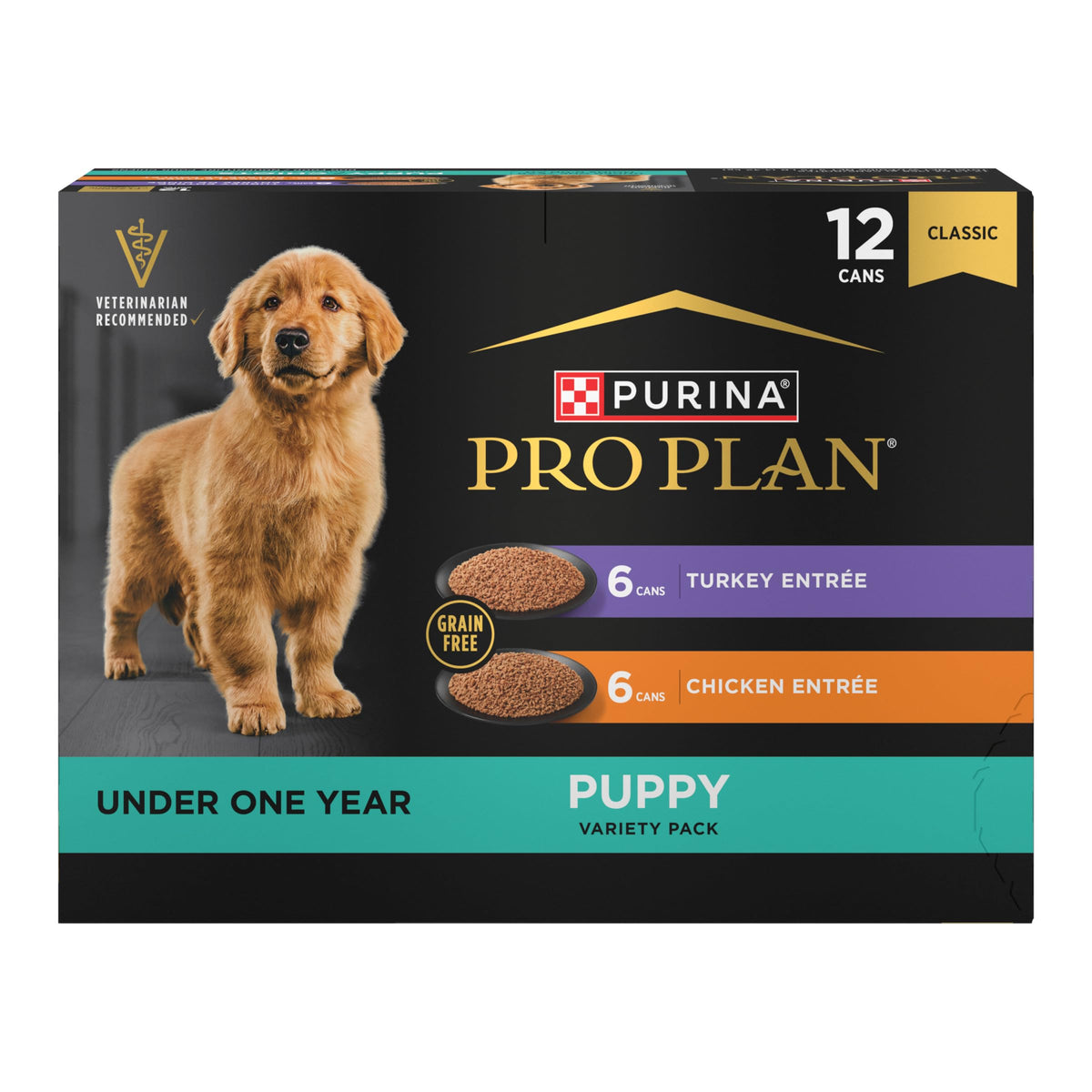 Purina Pro Plan Development para cachorros con pollo, lata de 13 oz para desarrollo muscular.