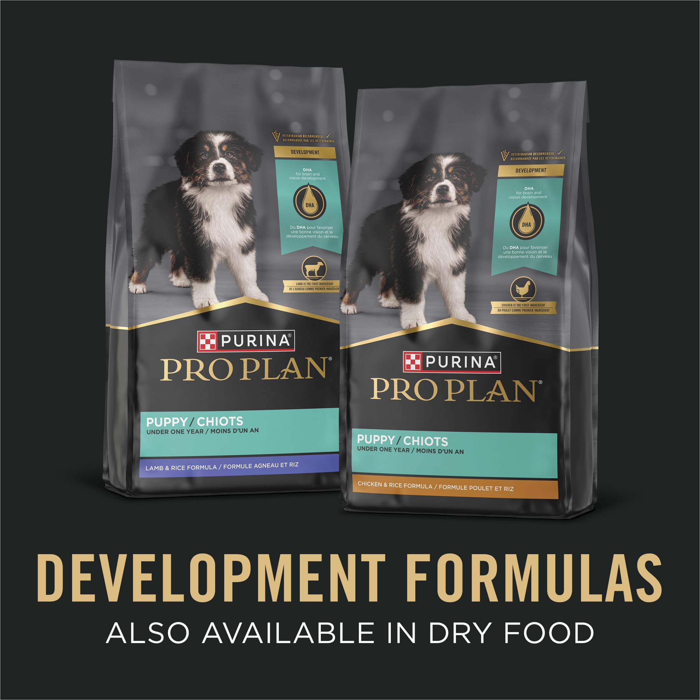 Purina Pro Plan Development paquete de 12 latas con pollo y pavo.