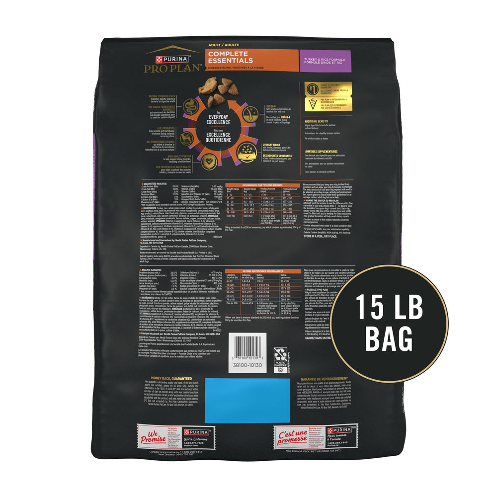 Purina Pro Plan Esenciales Completos: proteína alta para músculos fuertes y energía sostenida.
