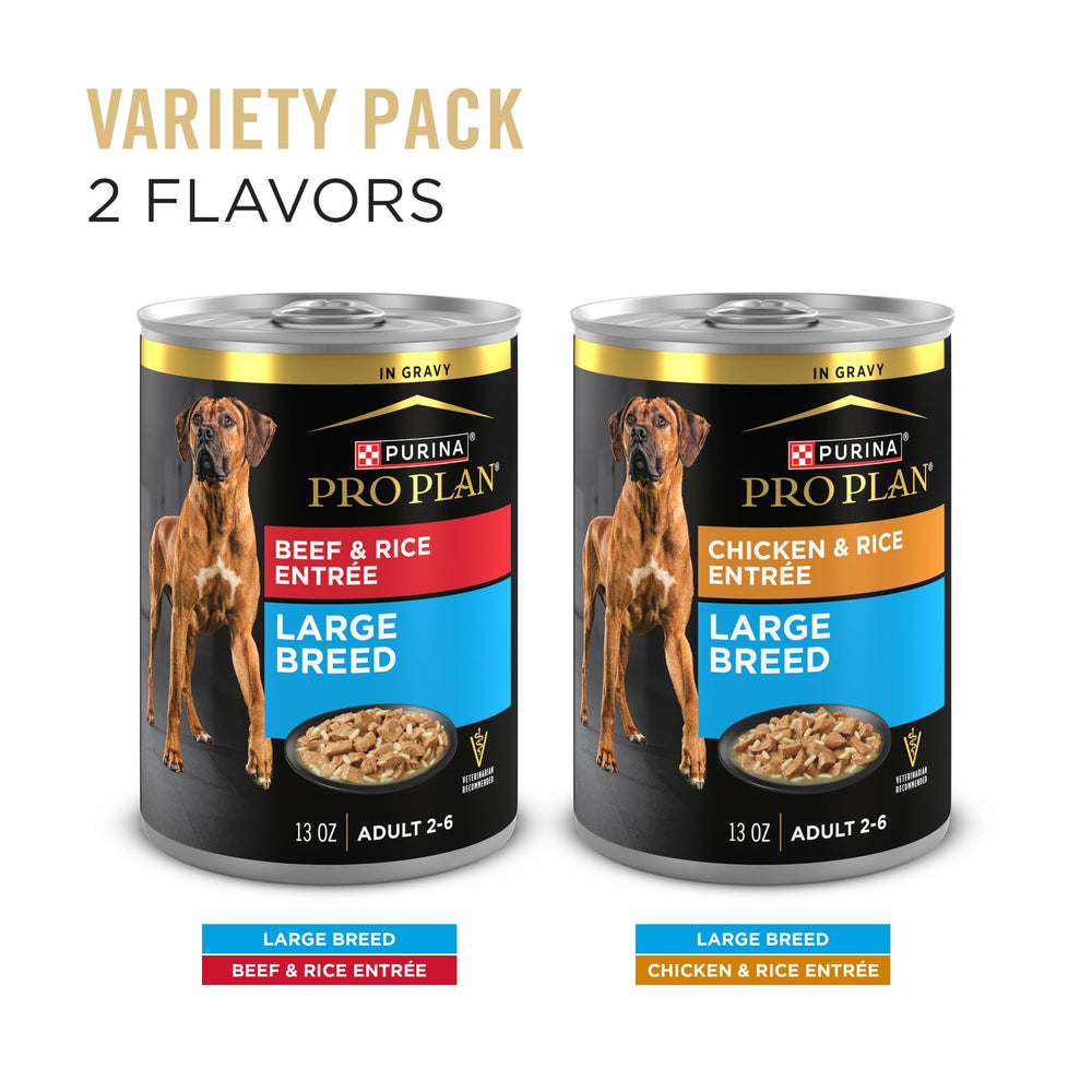 Purina Pro Plan Especializado para razas grandes con pollo y arroz en salsa espesa