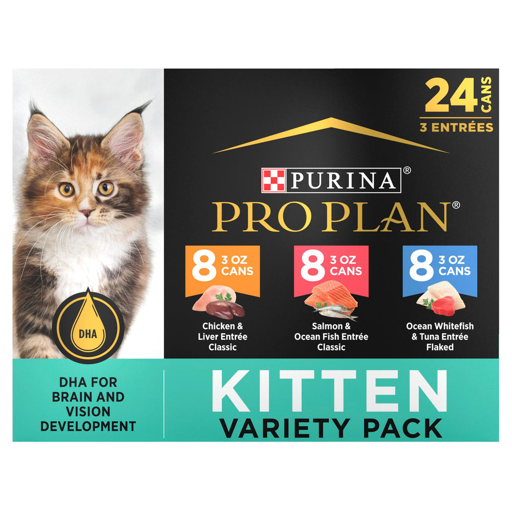 Purina Pro Plan favoritos para gatitos, variedad en lata de 3 oz.