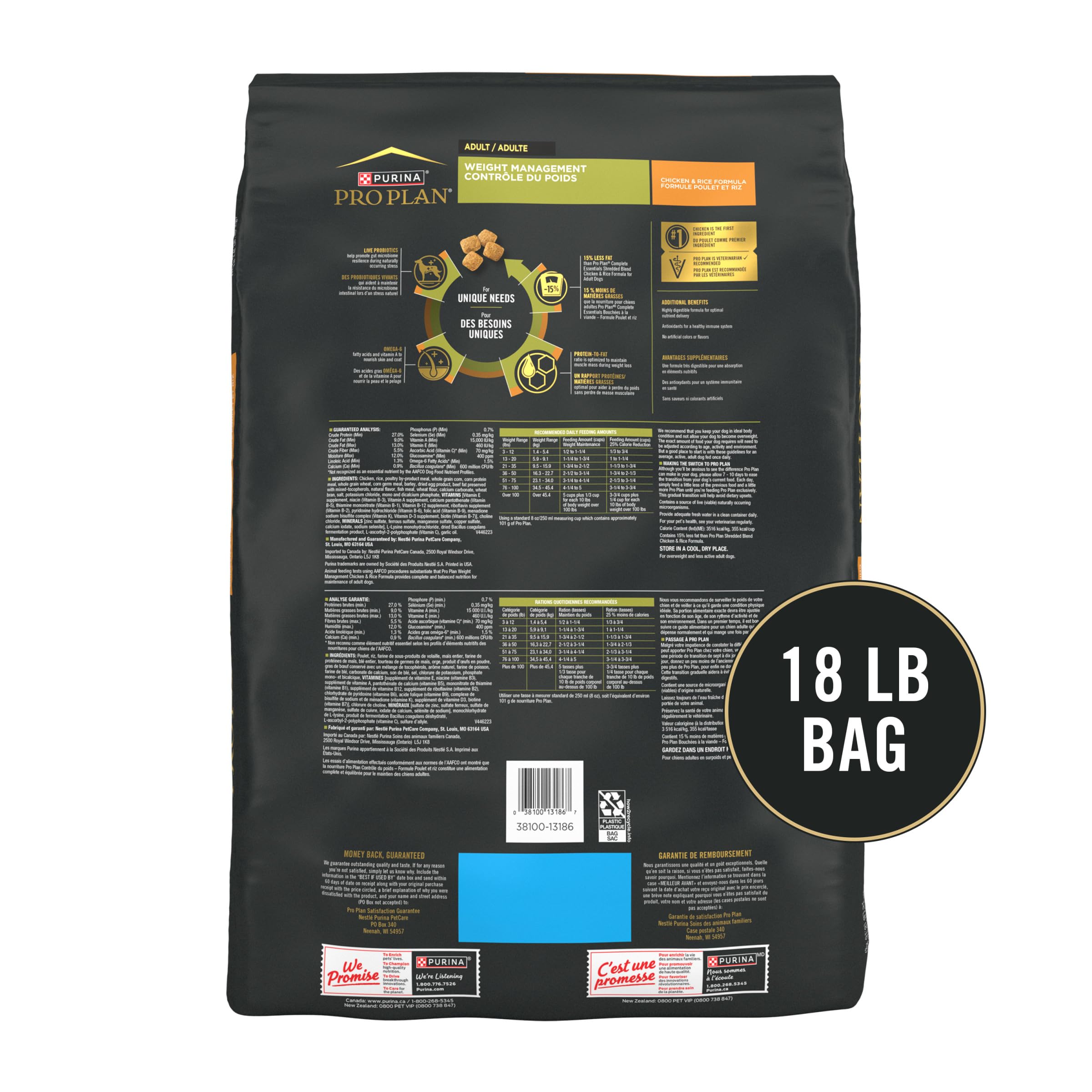Purina Pro Plan Gestión de Peso, probióticos para digestión y salud intestinal.