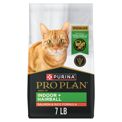 Purina Pro Plan Hairball Indoor, saco de 7 libras para gatos de interior, favorece el pelaje saludable