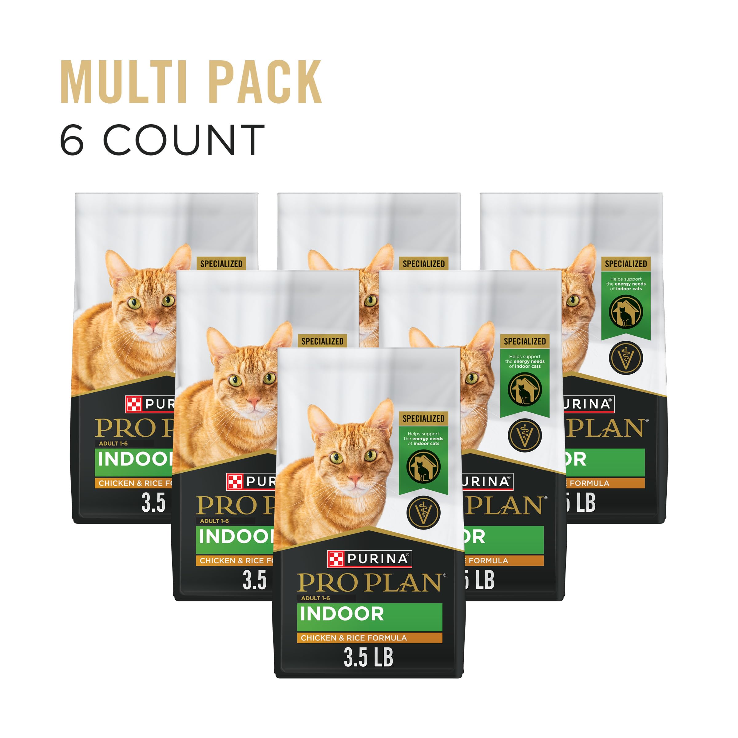 Purina Pro Plan Indoor croquetas de pollo y arroz, favorece musculatura y control de peso.