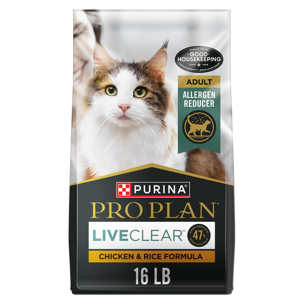 Purina Pro Plan LiveClear bolsa de 16 lb para gatos con pollo y arroz, nutrición completa