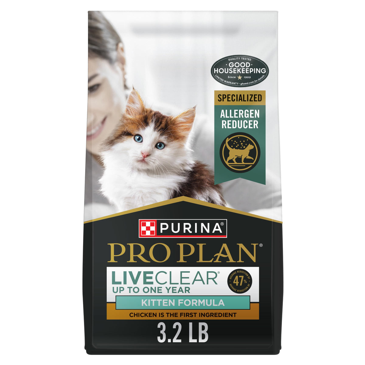 Purina Pro Plan LiveClear: bolsa de 3-2 libras para gatitos, fácil de almacenar y usar