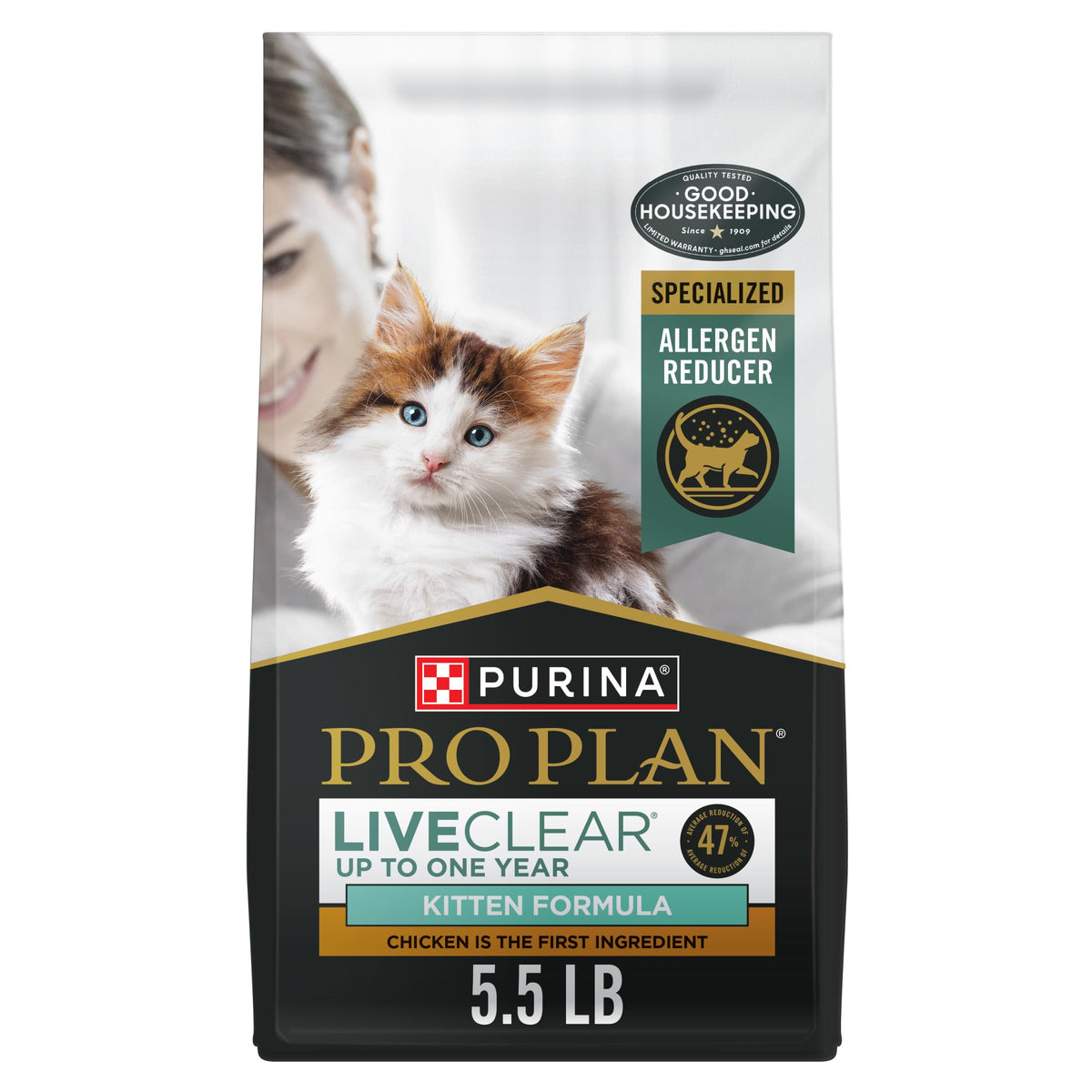 Purina Pro Plan LiveClear bolsa de 5.5 lb para gatitos, ayuda a manejar alérgenos.