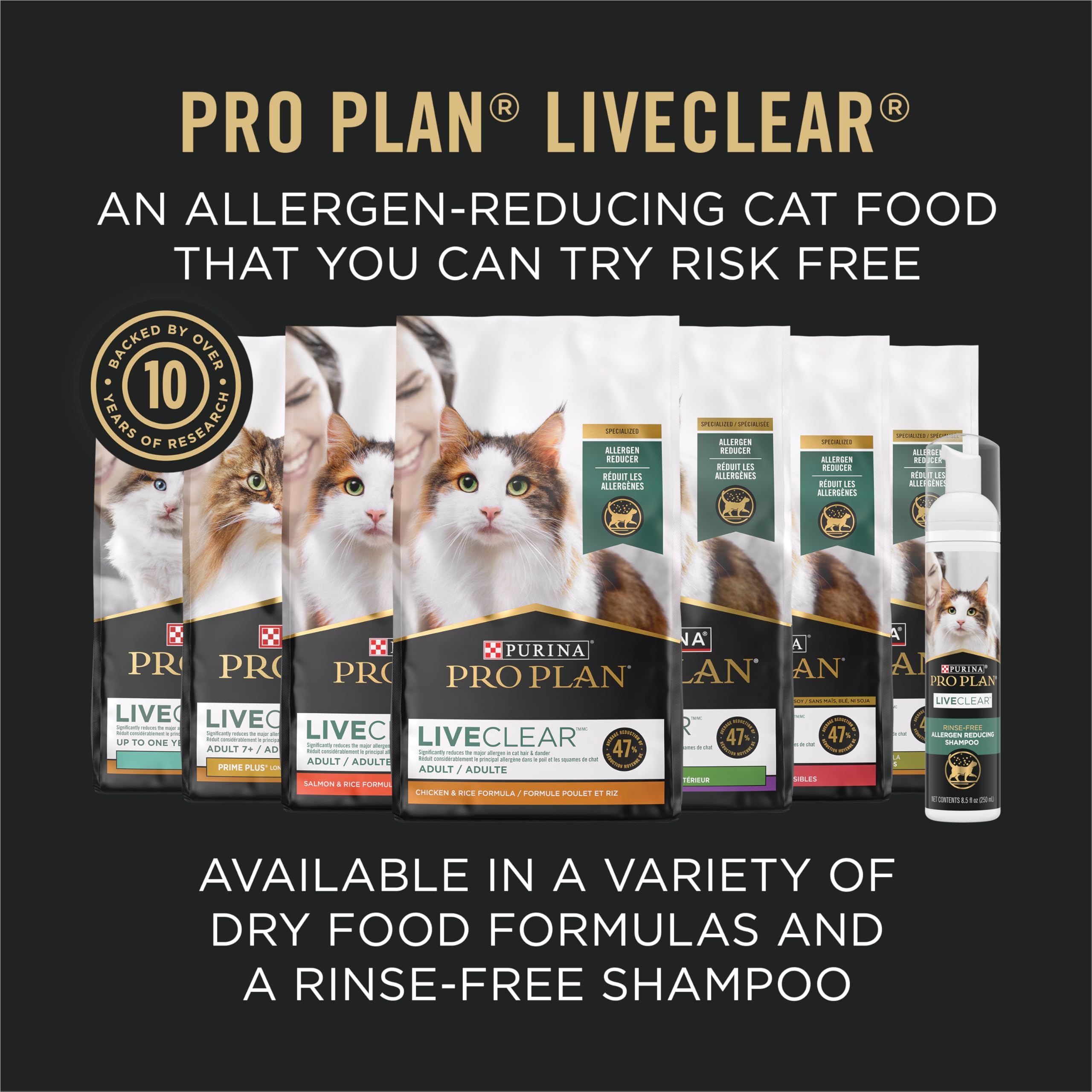 Purina Pro Plan LIVECLEAR: reducción de alérgenos basada en investigación.