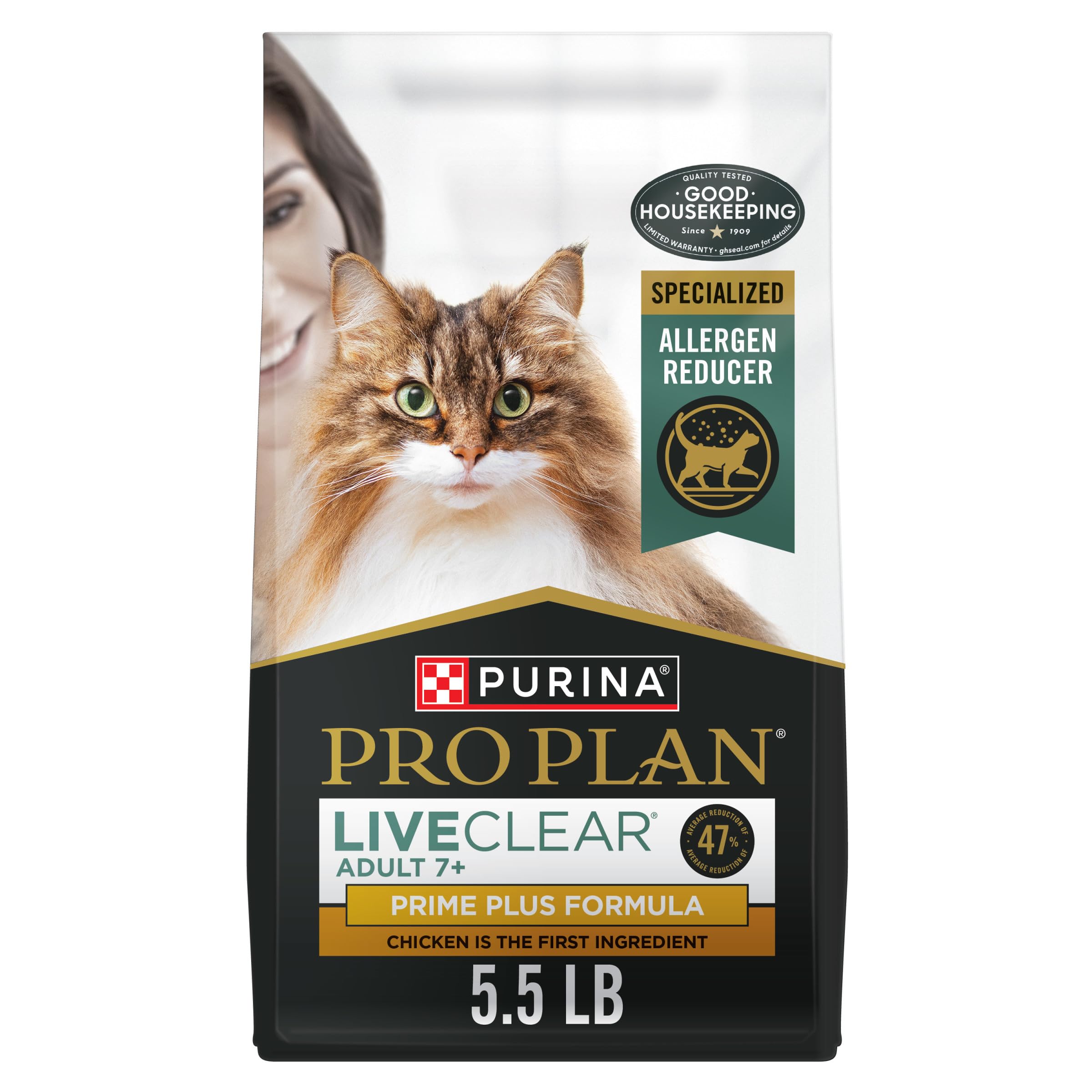Purina Pro Plan LiveClear Senior, bolsa de alimento, ayuda a reducir alérgenos en pelo y caspa.