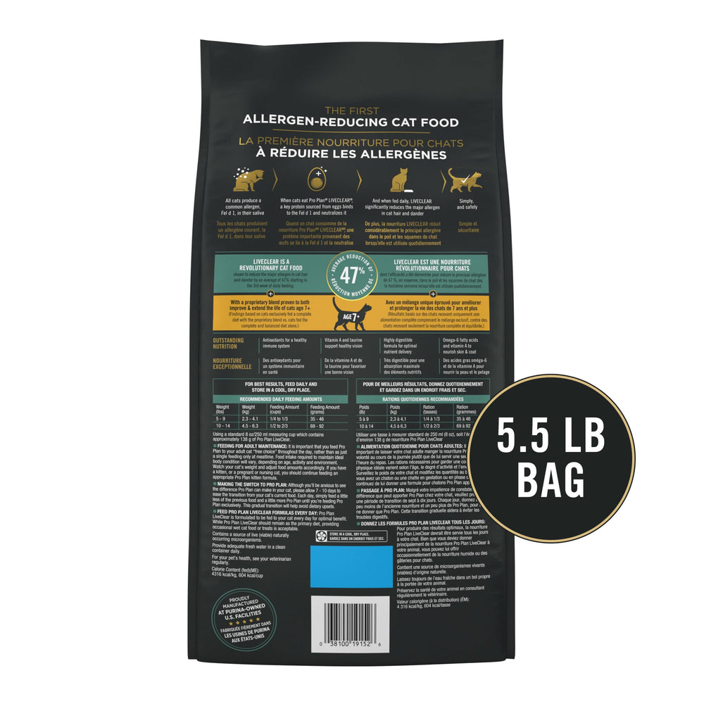 Purina Pro Plan LiveClear Senior probióticos vivos, apoyo digestivo y immune saludable.