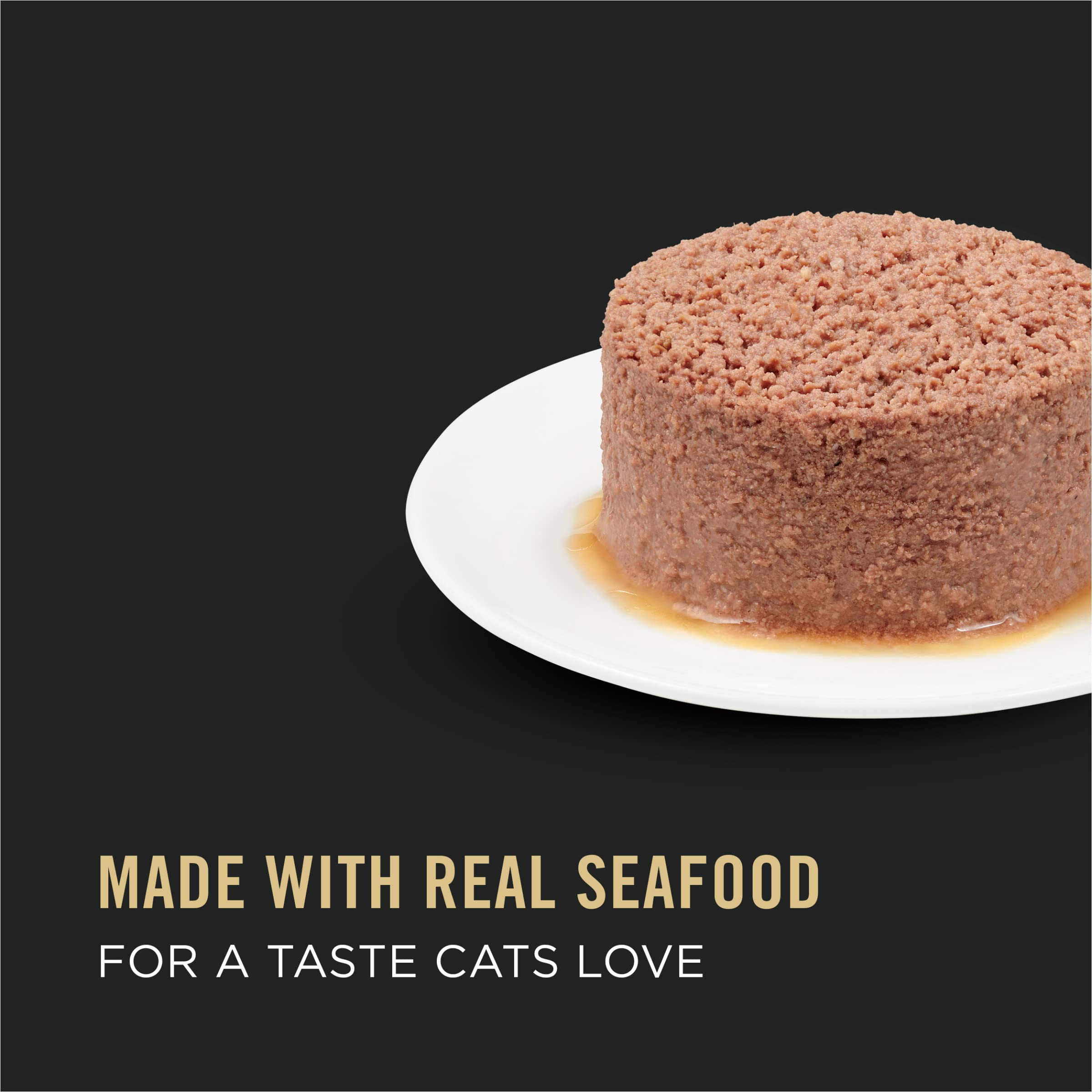 Purina Pro Plan Pate sin grano de mariscos, textura suave para comer diario.