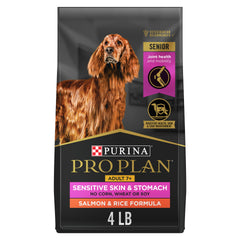 Purina Pro Plan para perro senior con salmón y arroz, bolsa de 4 libras, digestión suave