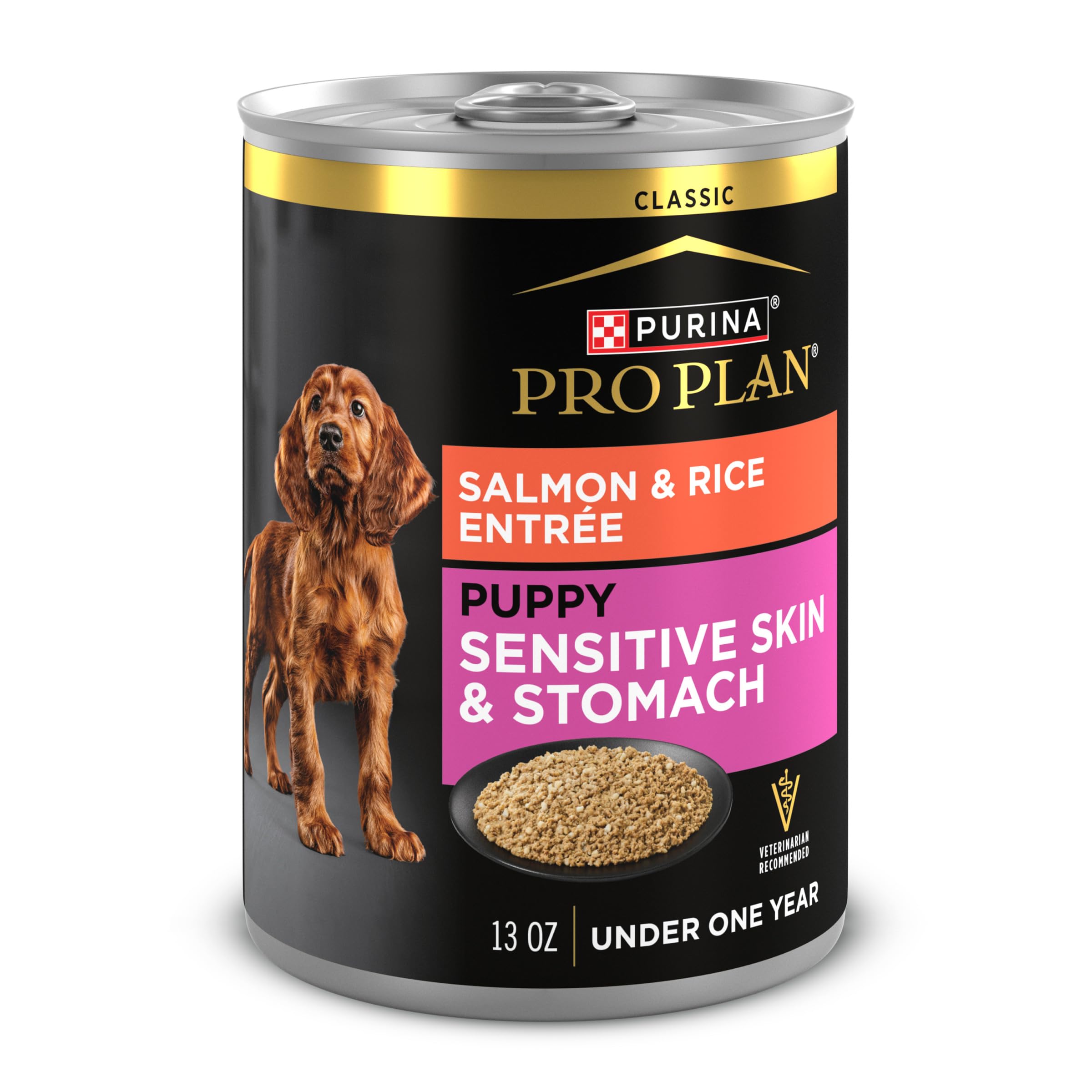 Purina Pro Plan Puppy Classic con salmón y arroz, salmón en salsa para cachorro, digestión suave.