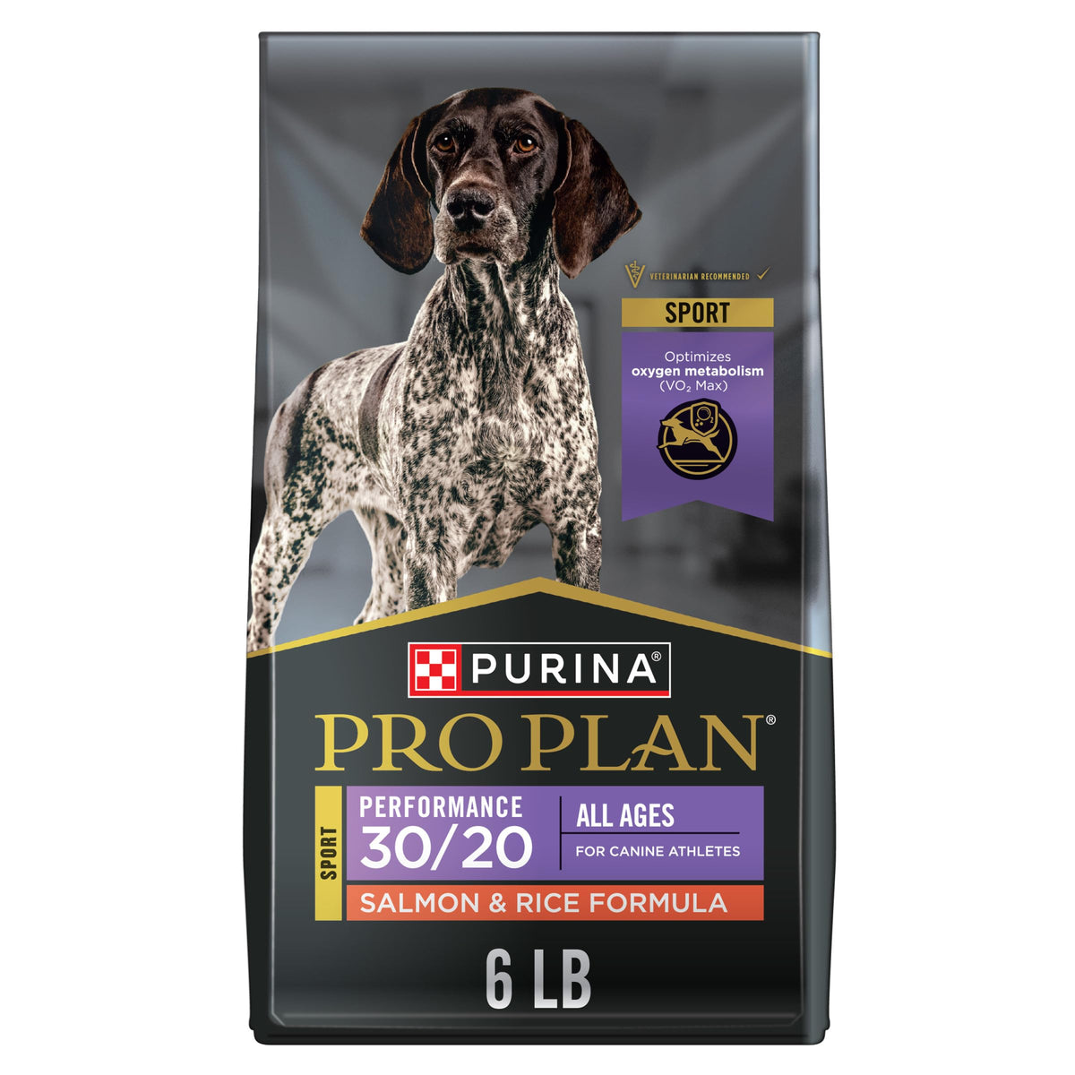 Purina Pro Plan Rendimiento 30/20 con salmón y arroz, bolsa visible, energía diaria potencial