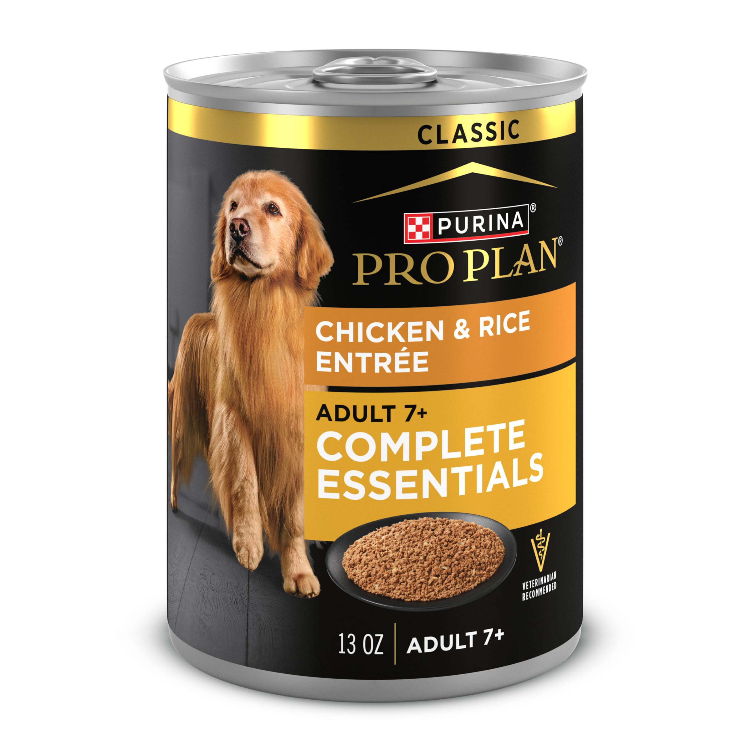 Purina Pro Plan SENIOR 7+ con pollo y arroz, etiqueta clara para mantener la condición física.