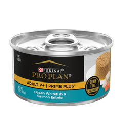 Purina Pro Plan Senior Gato Pate bacalao del oceano y salmón, sabor completo para gatos mayores.