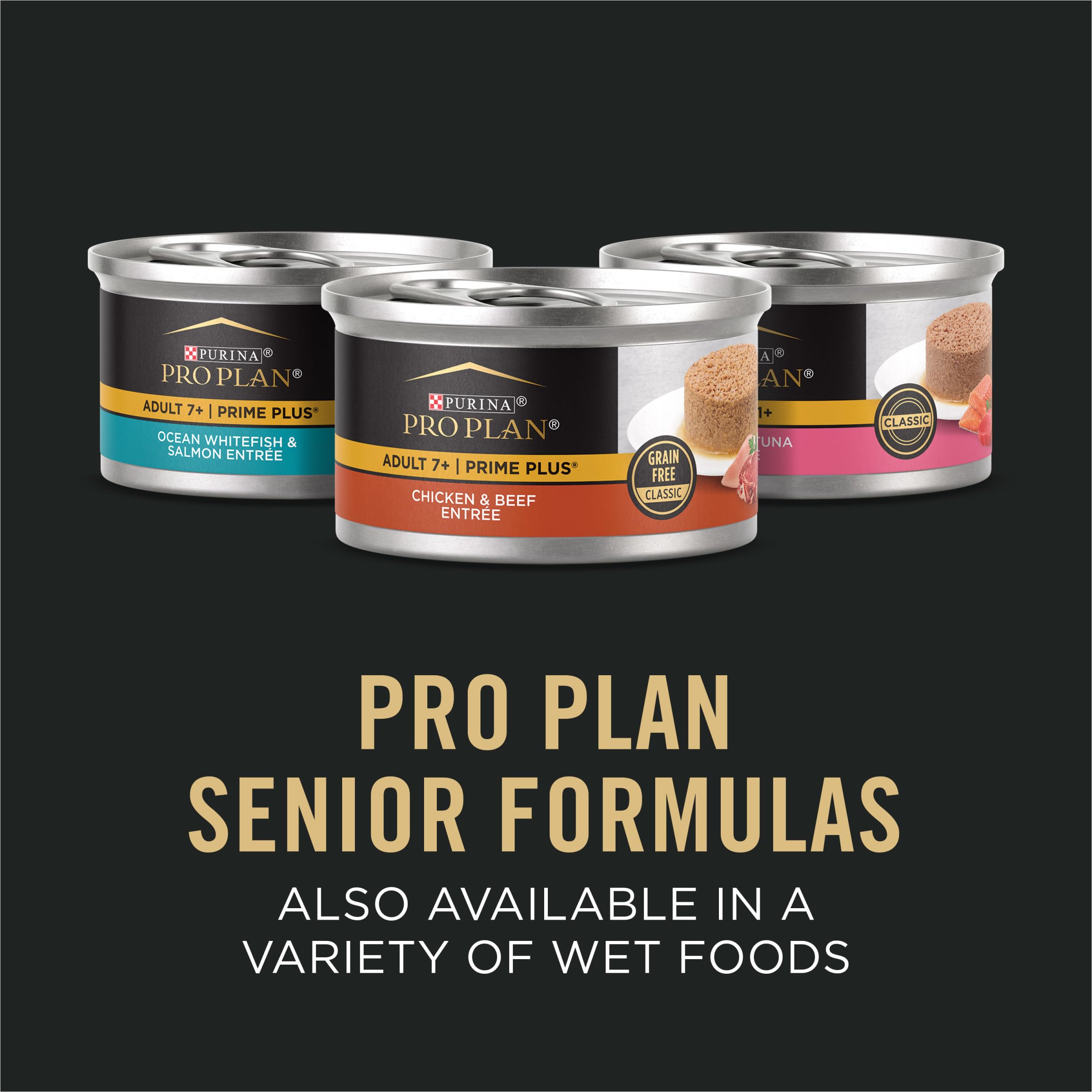 Purina Pro Plan Senior Gato Seco 7+ envase de 14 libras.