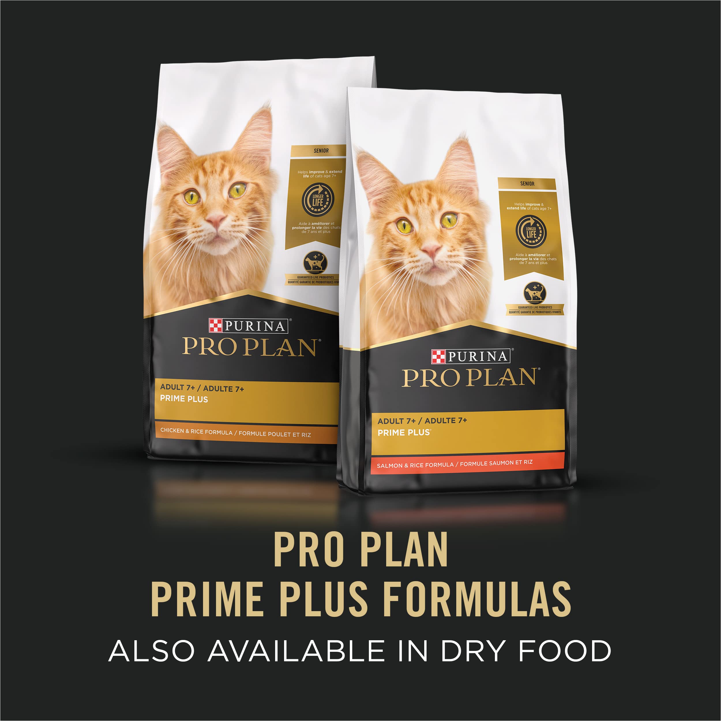 Purina Pro Plan Senior paté, sin colores artificiales ni conservantes.