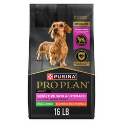 Purina Pro Plan para piel sensible, frente del envase, ideal para estómagos sensibles.