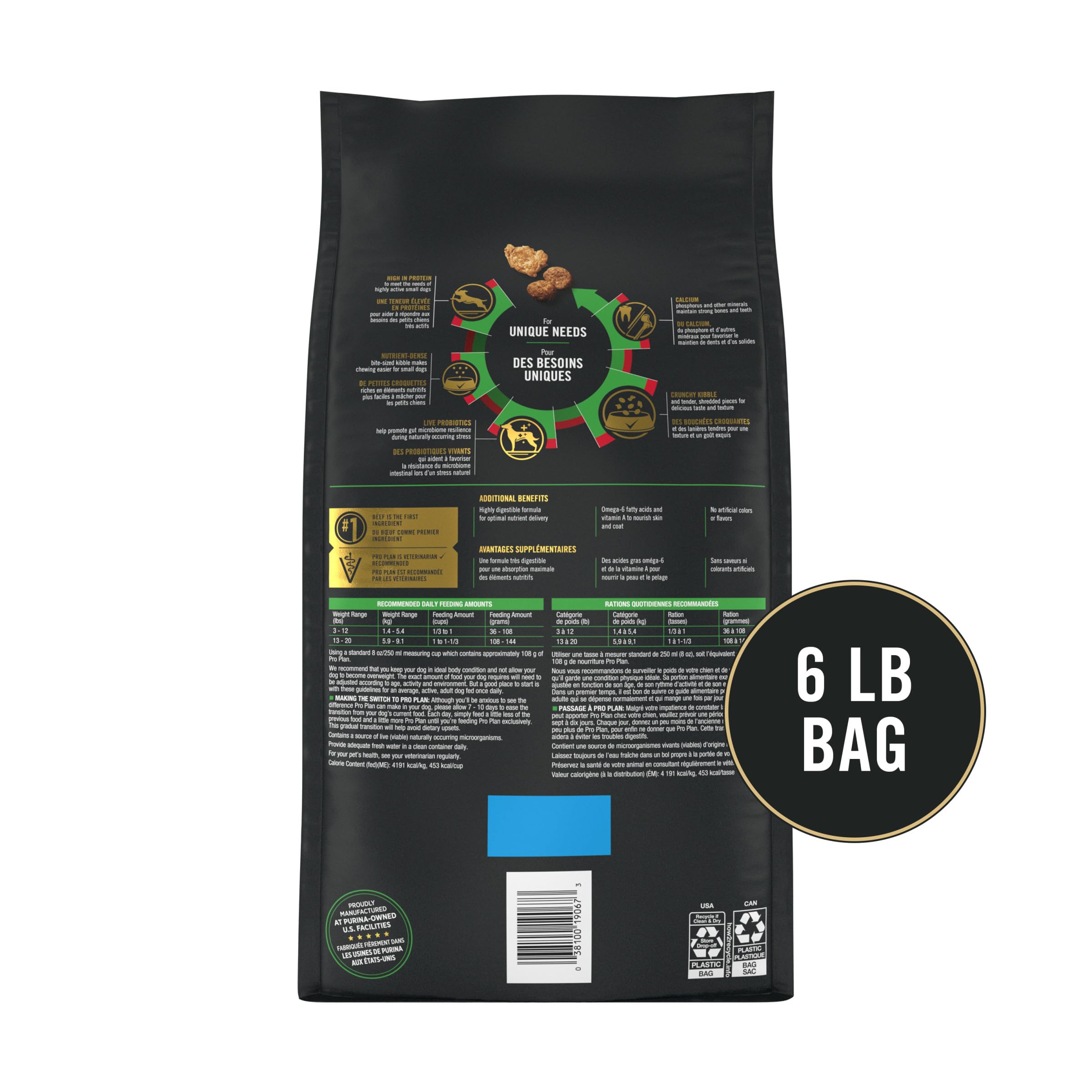 Purina Pro Plan Small Breed, calcio y fósforo para huesos y dientes fuertes.