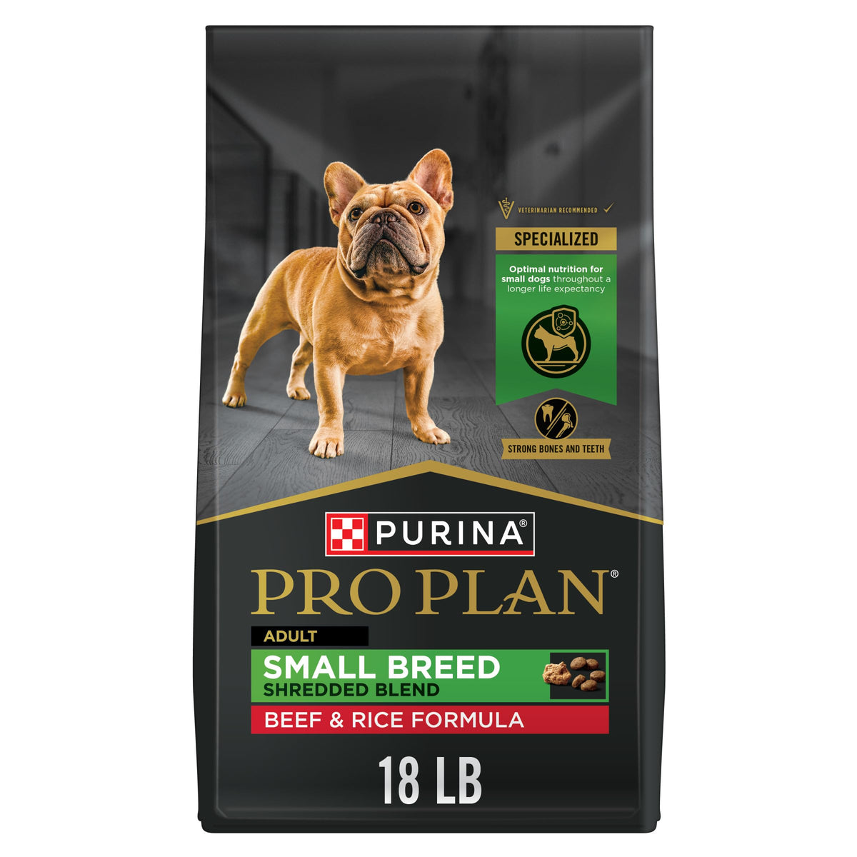 Purina Pro Plan para razas pequeñas: trozos de res y arroz, croquetas crujientes.