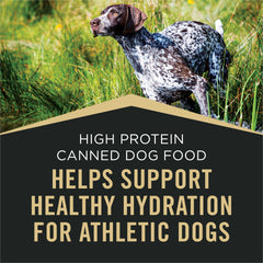 Lata Purina Pro Plan Sport en proceso de apertura con tapa pull-tab para servir.