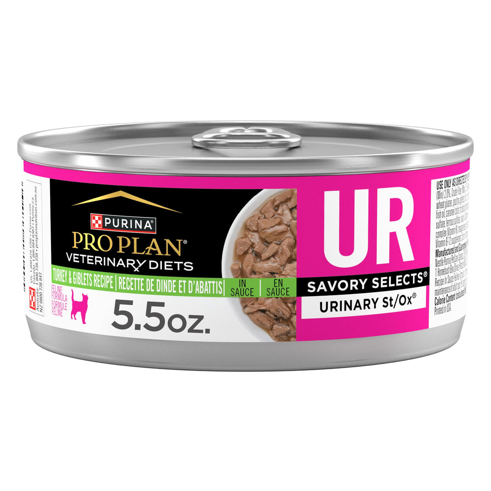 Purina Pro Plan UR urinario St/Ox, lata de 5.5 oz, paquete de 24, para gatos.