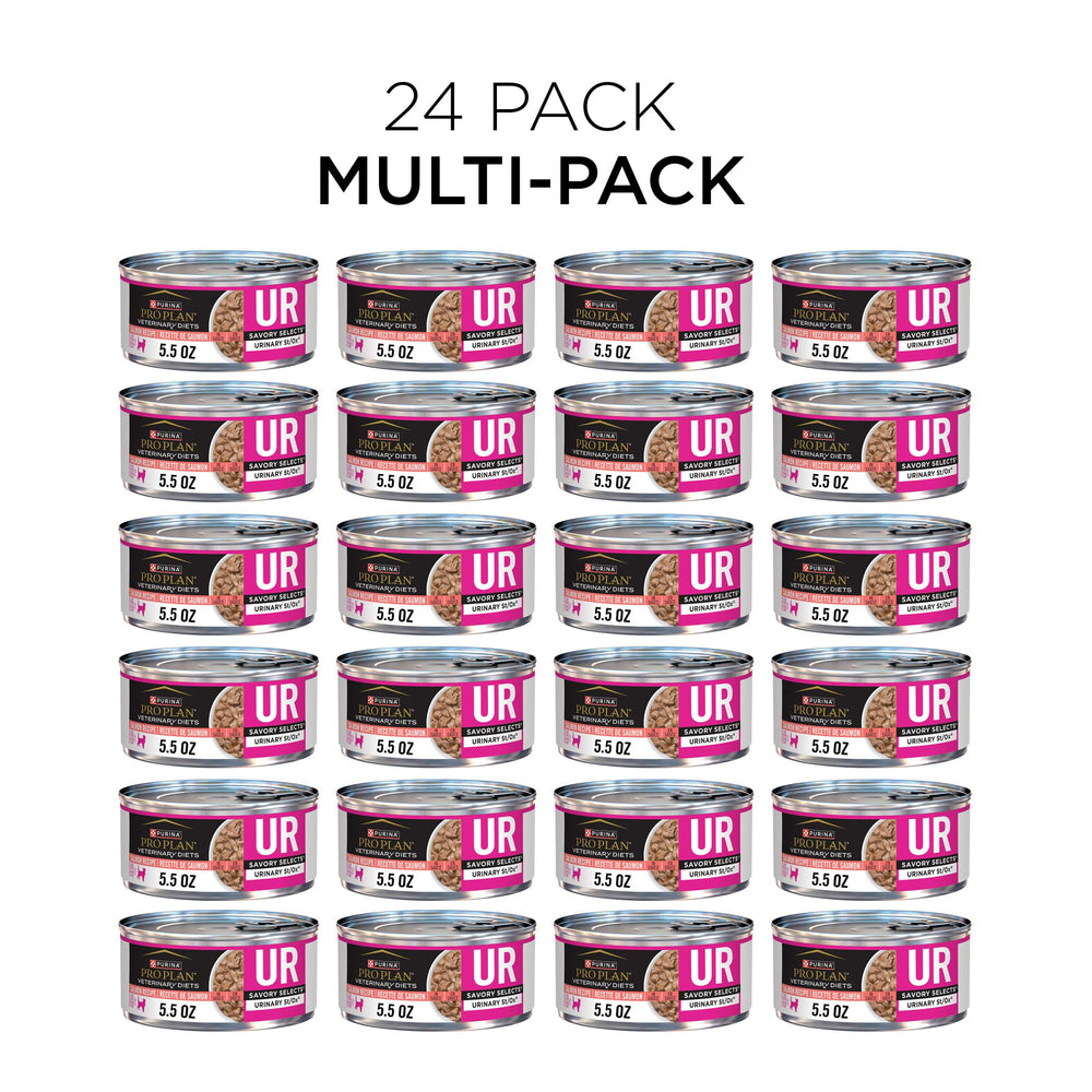 Purina Pro Plan UR felina, latas de 24, destaca cuidado nutricional para gatos con necesidades urinarias.