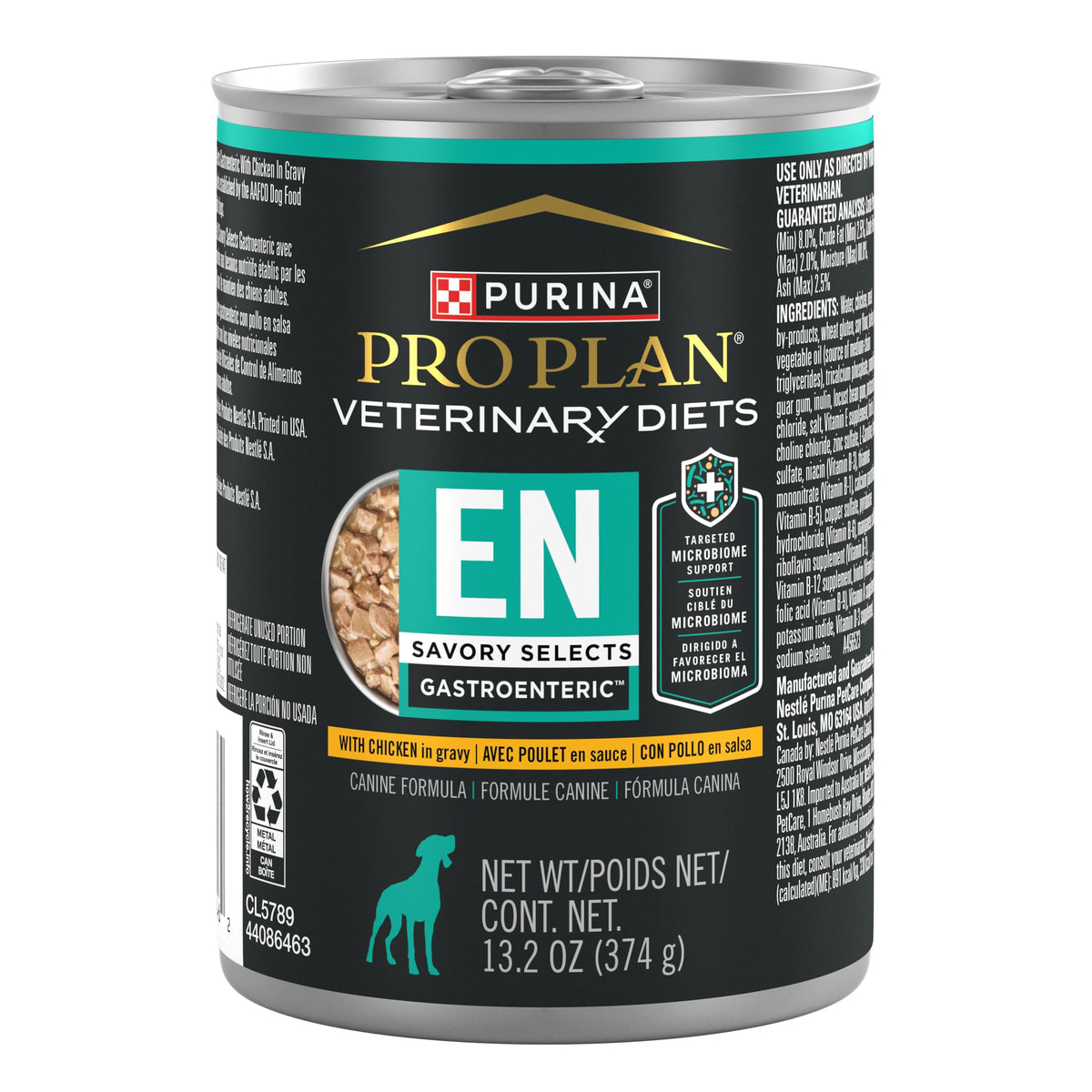 Purina Pro Plan Veterinary Diets, lata gastroenterico pollo en salsa para apoyo digestivo.