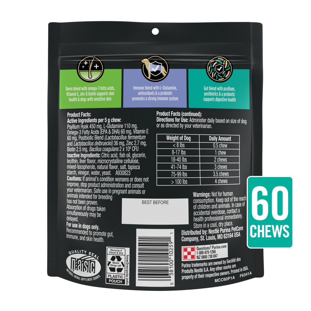 Purina Pro Plan Veterinary Supplements Multi Care, mezcla 3-en-1 para piel, digestión e inmunidad.