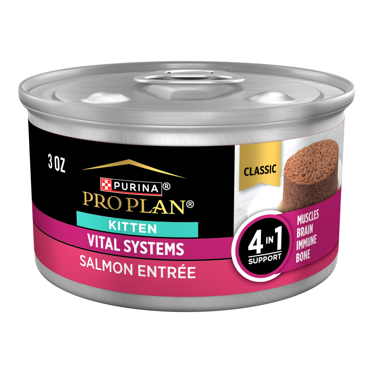Purina Pro Plan Vital Systems Salmon Entree en lata para gatitos, apoyo a músculos magros