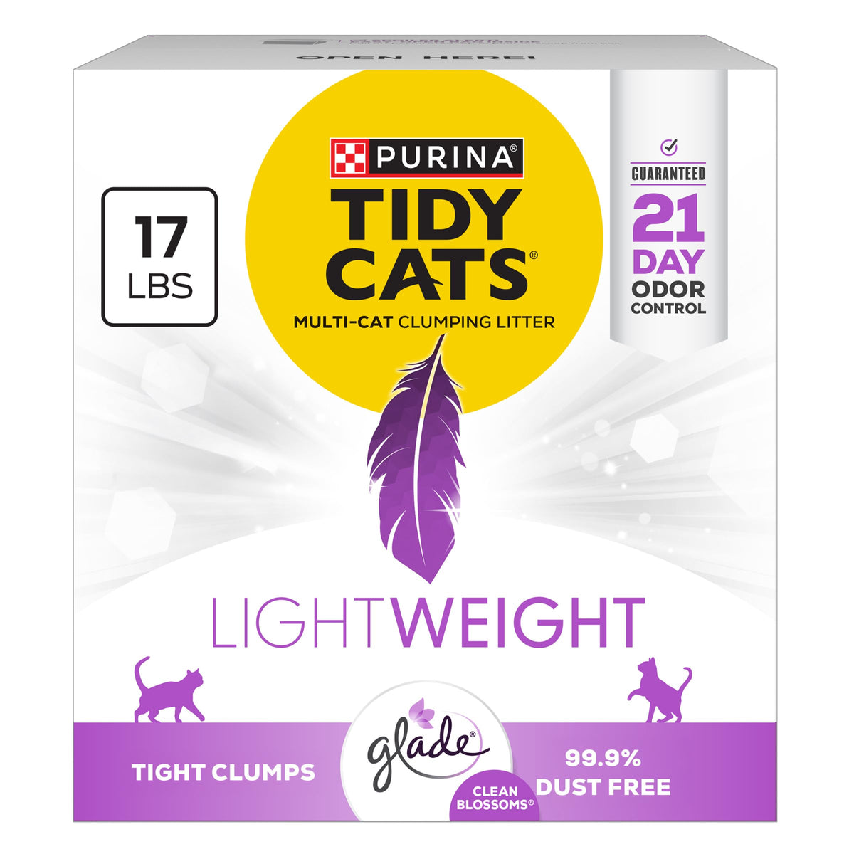Purina Tidy Cats LightWeight Glade Clean Blossoms, caja de 17 lb para multi-gatos