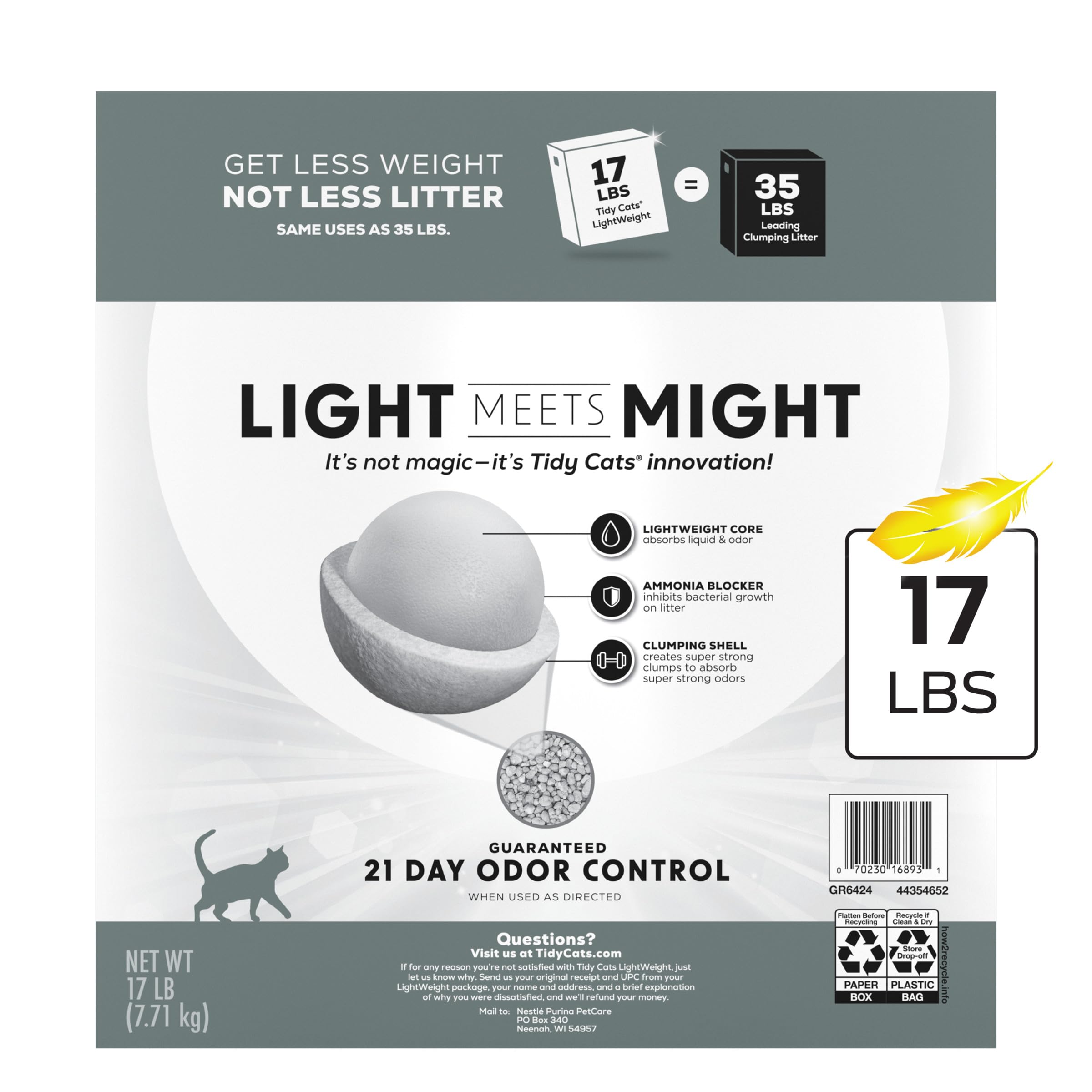 Purina Tidy Cats LightWeight, olor más fresco gracias al control de olores.