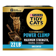 Purina Tidy Cats Performance Plus Power Clump, bolsa de 22 lb abierta, fácil de empezar limpieza.