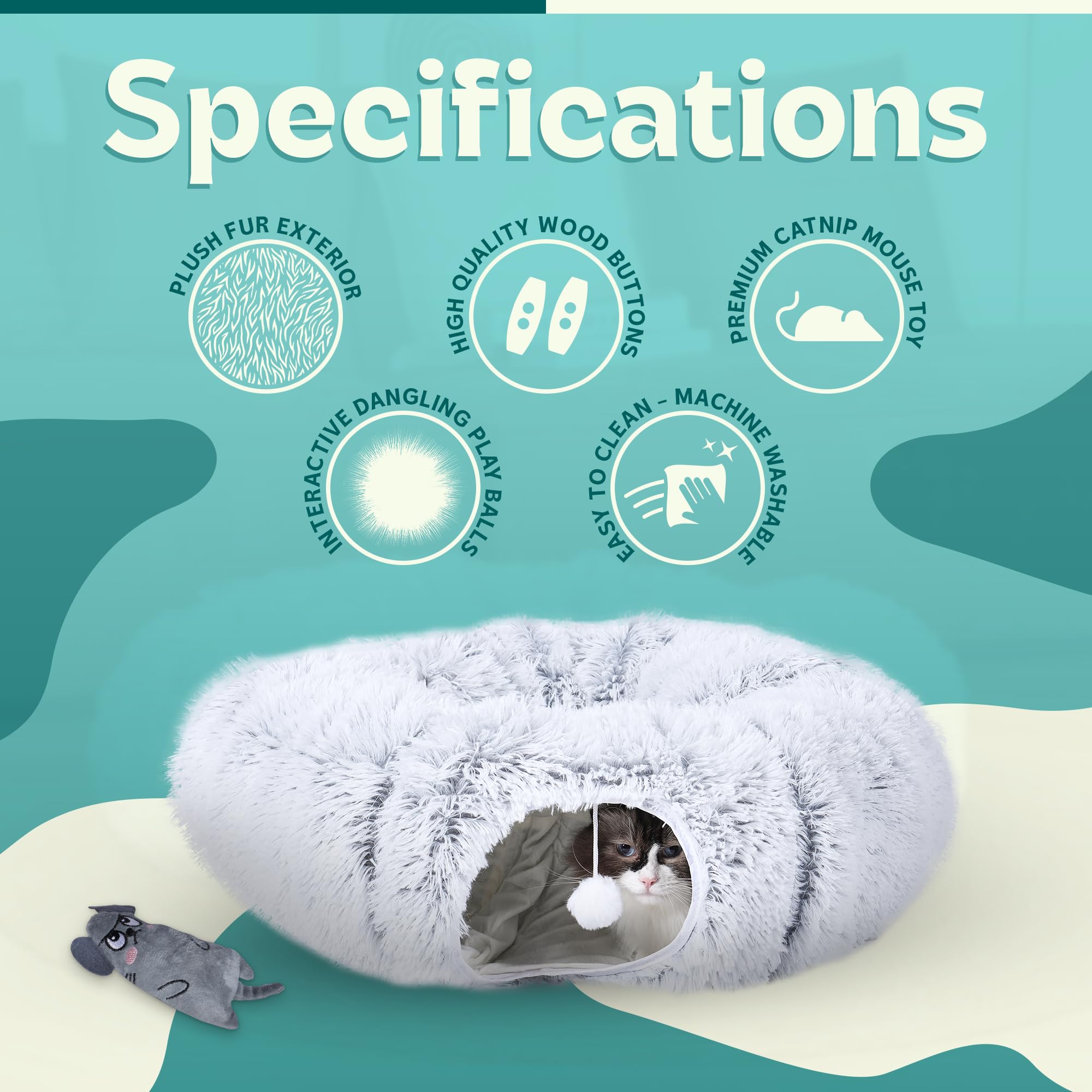 Purrific Pet tunel-gato-configurable, se adapta a tu sala.