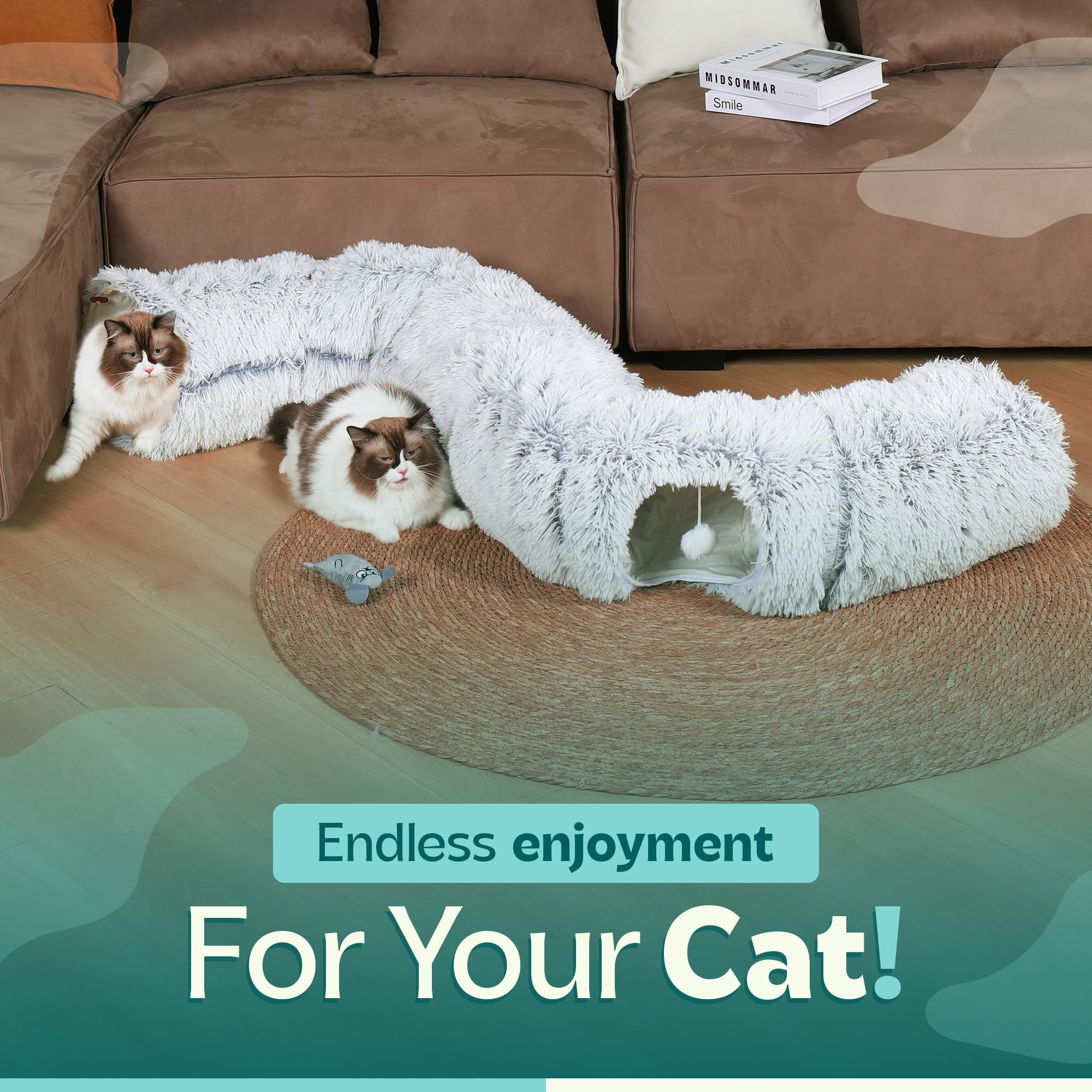 Purrific Pet tunel-gato-juego-interior, estimula curiosidad diaria.