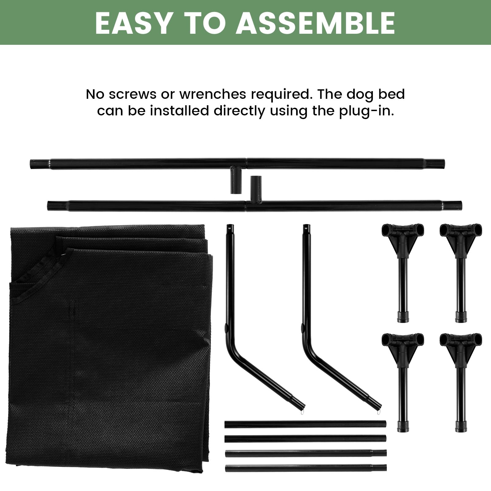 PVY cama resistente capaz de soportar perros grandes con su marco de metal.