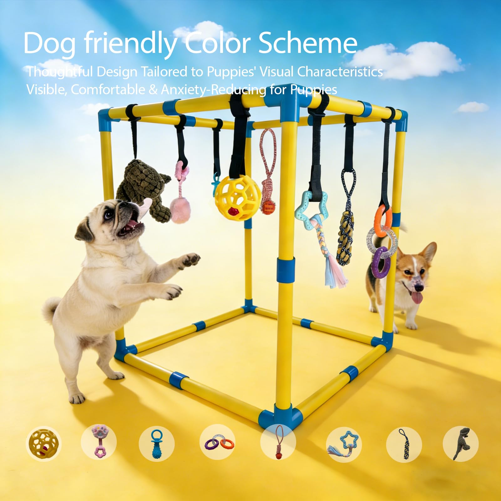 Pwvivjoi colores amarillo y azul, alta visibilidad para perros.