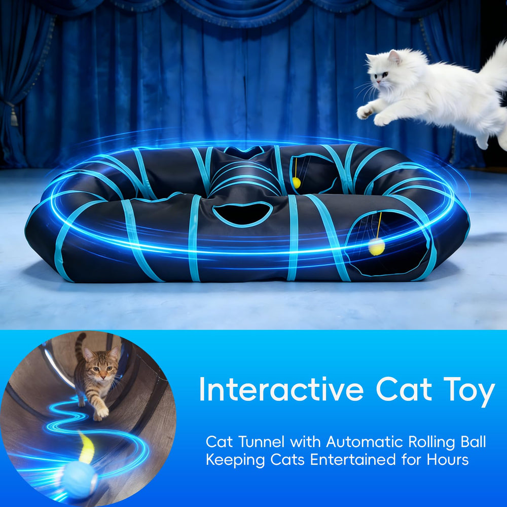 Pwvivjoi túnel para gatos: interior flexible para juego y exploración en figura-8.