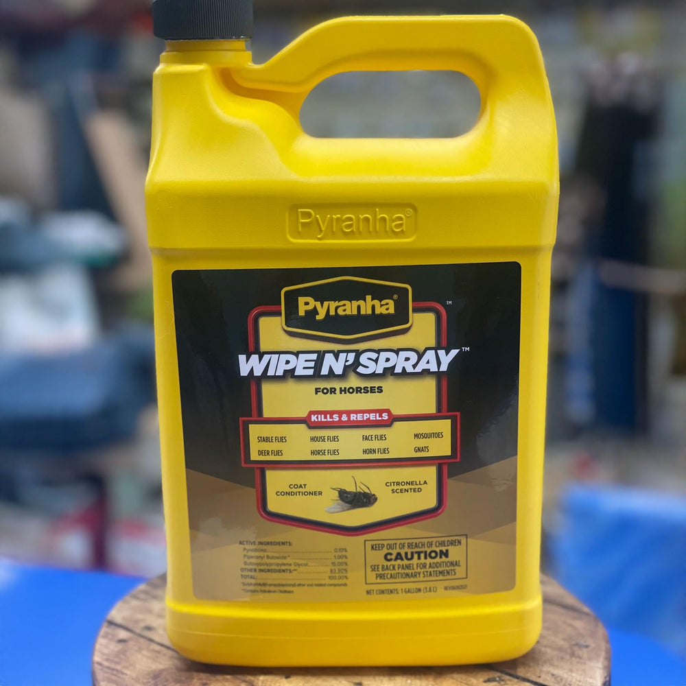 Pyranha Wipe N' Spray en caballo: aplicación rápida contra insectos