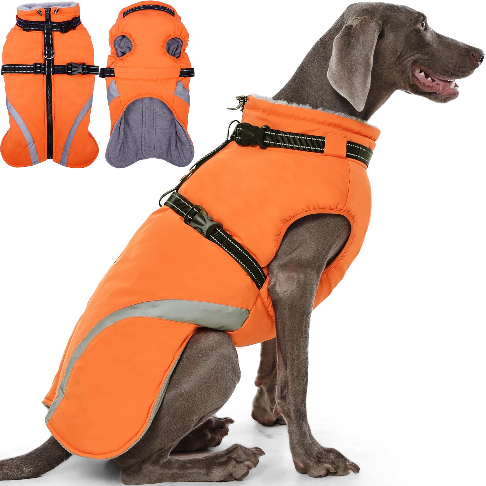 QBLEEV abrigo cálido para perro visto frontal, ideal para paseos en frío.