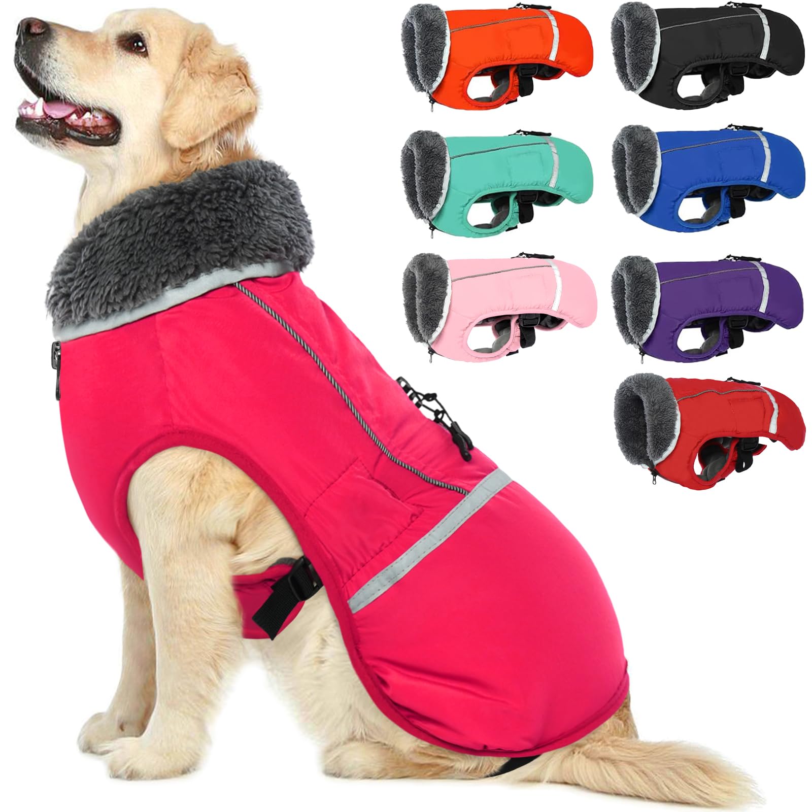 Abrigo QBLEEV para perro con reflectores para mayor visibilidad nocturna.
