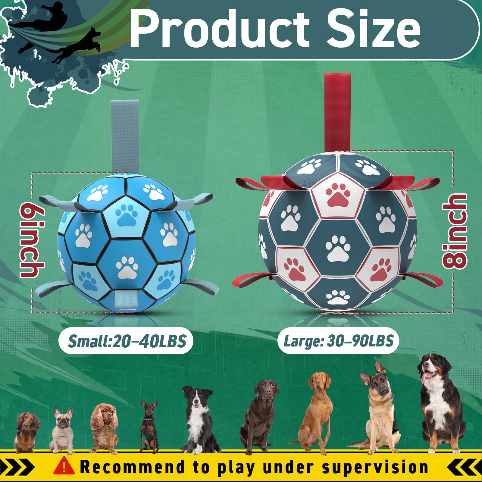 QDAN PU premium: balón duradero para perros