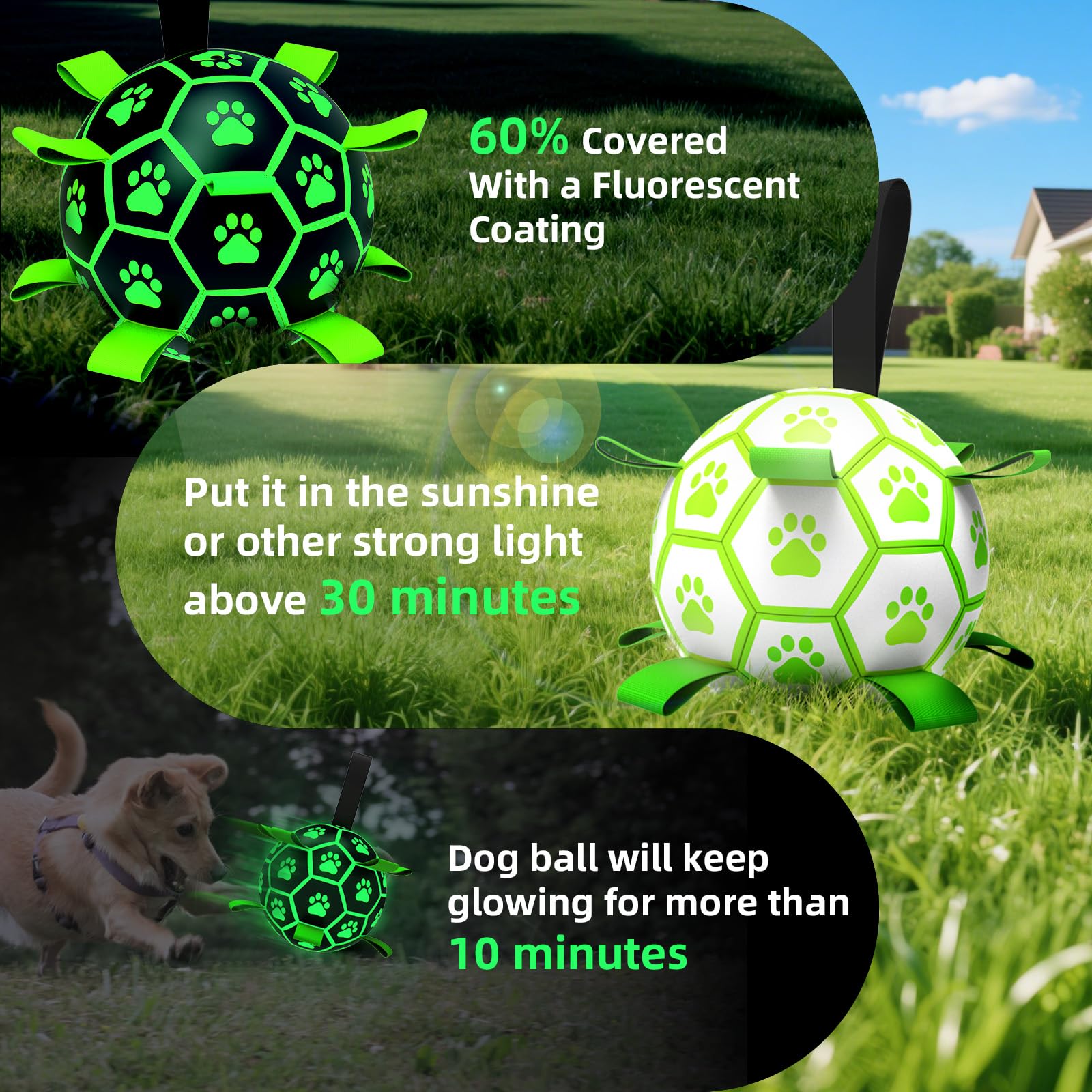 QDAN pelota luminosa para entrenamiento exterior, fácil de localizar