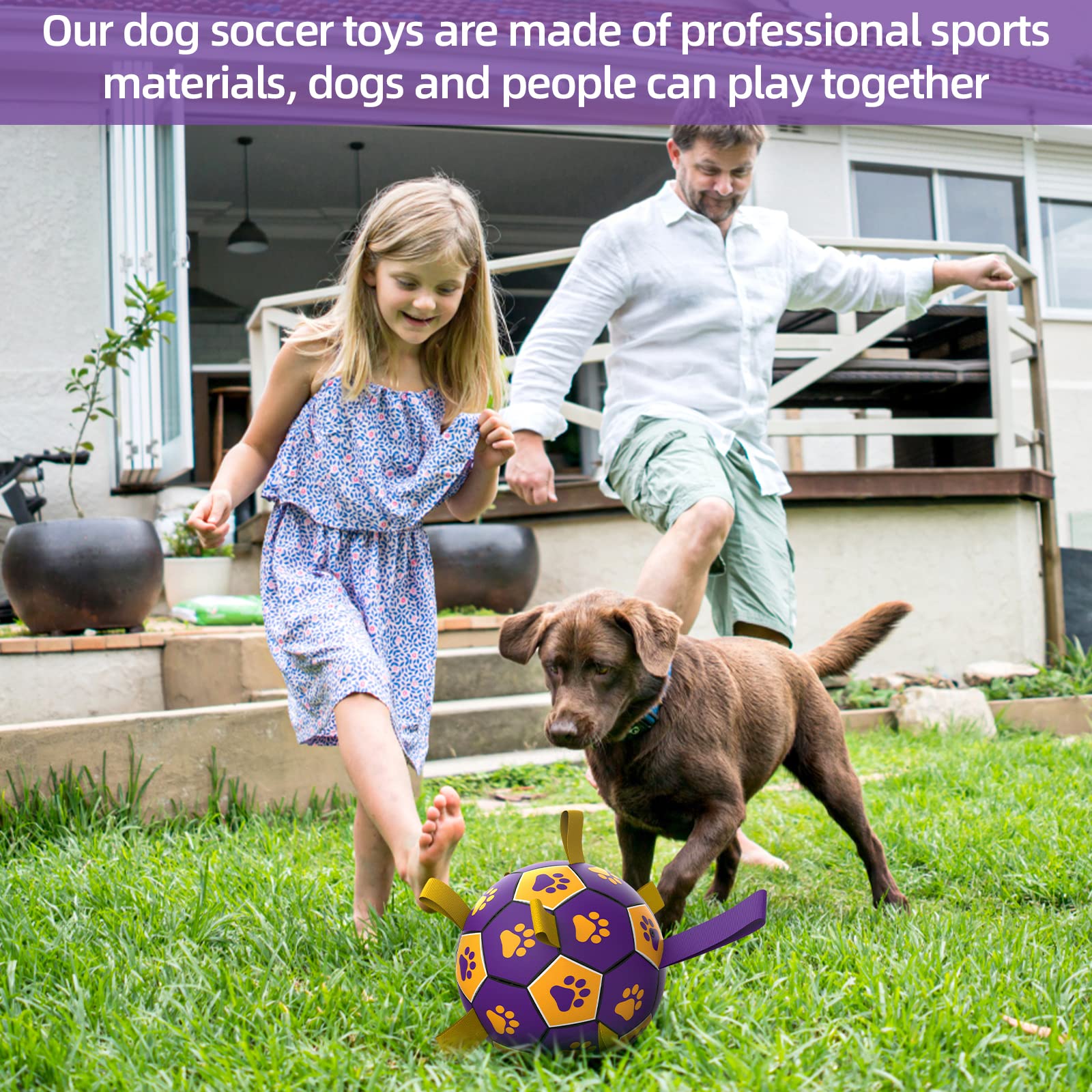 Balón para perro con asas QDAN, facilita agarre y juego interactivo.