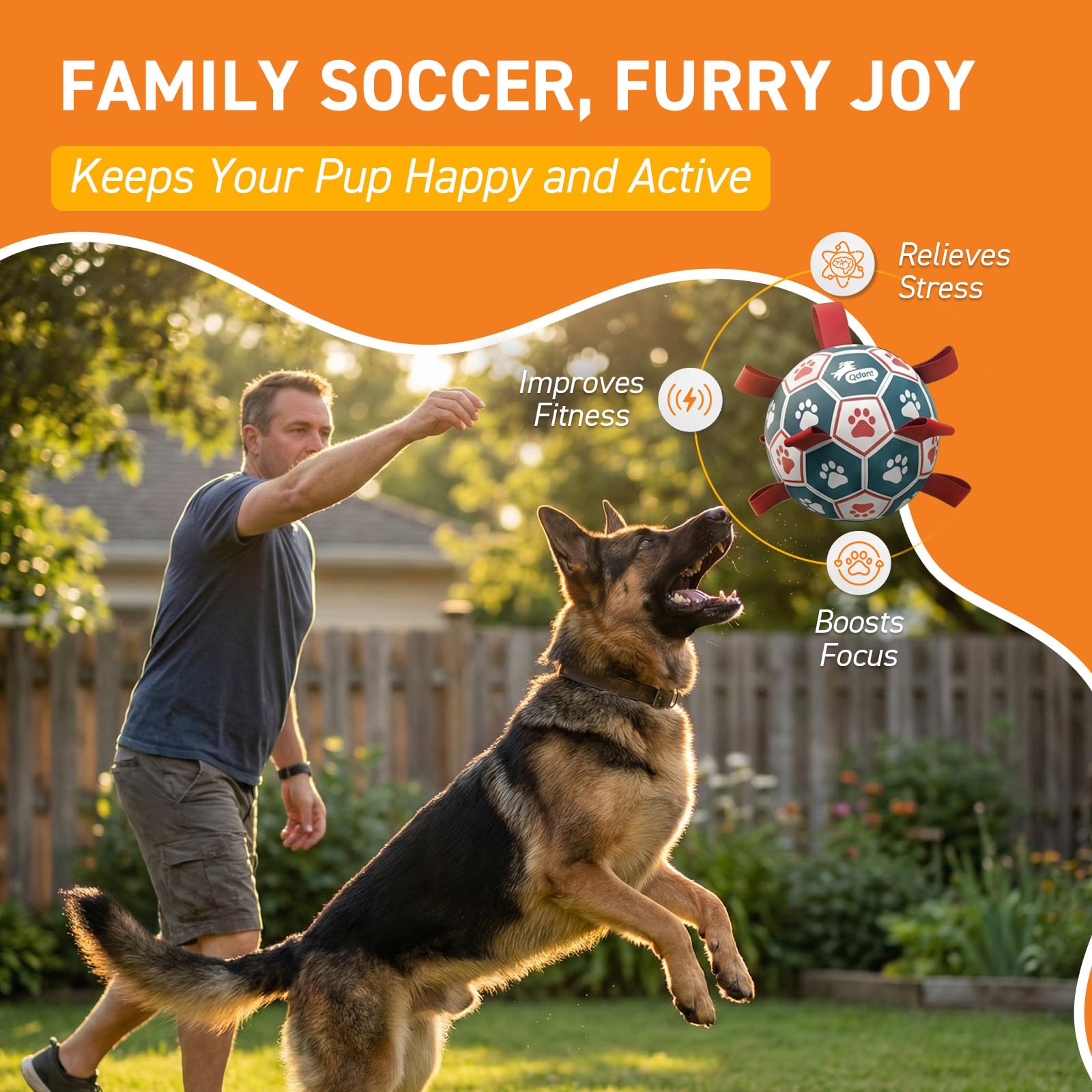 QDAN Pelota extra grande de 9 pulgadas para perros grandes.