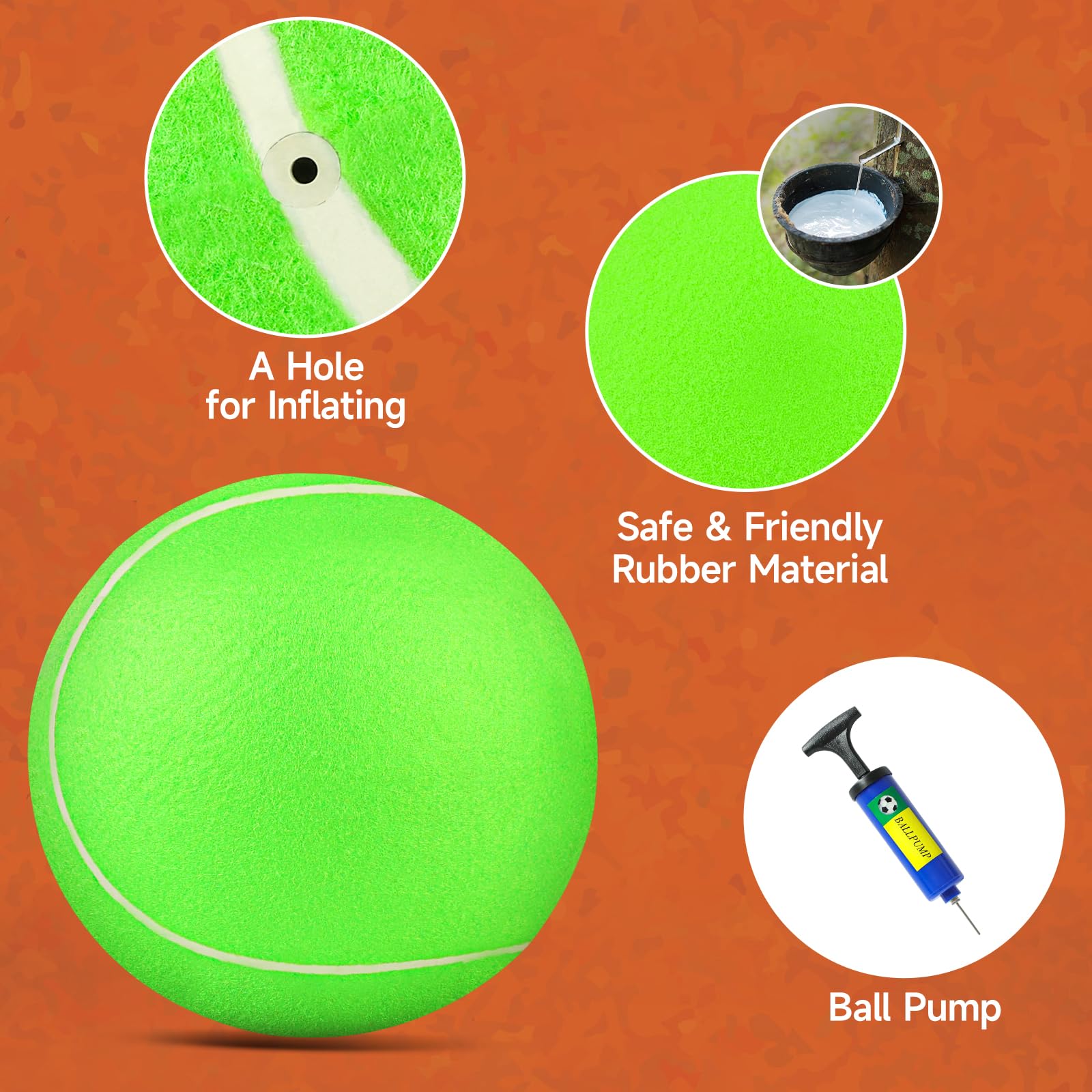QDAN Pelota de tenis gigante verde para perros en exterior, perfecto para juego dinámico.